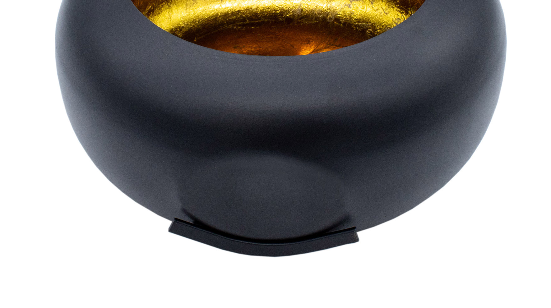 Deko Kerzen Schale 20 cm - schwarz matt / innen gold - Windlicht im orientalischen Design