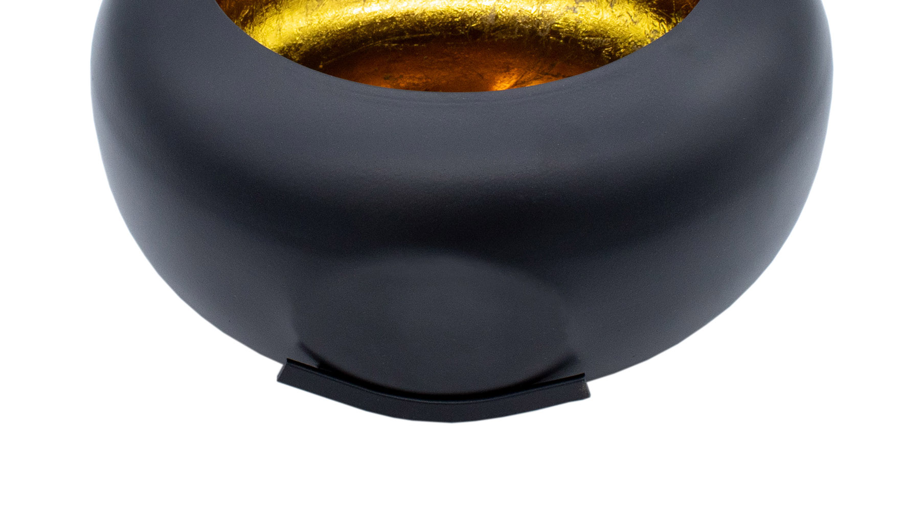 Deko Kerzen Schale 20 cm - schwarz matt / innen gold