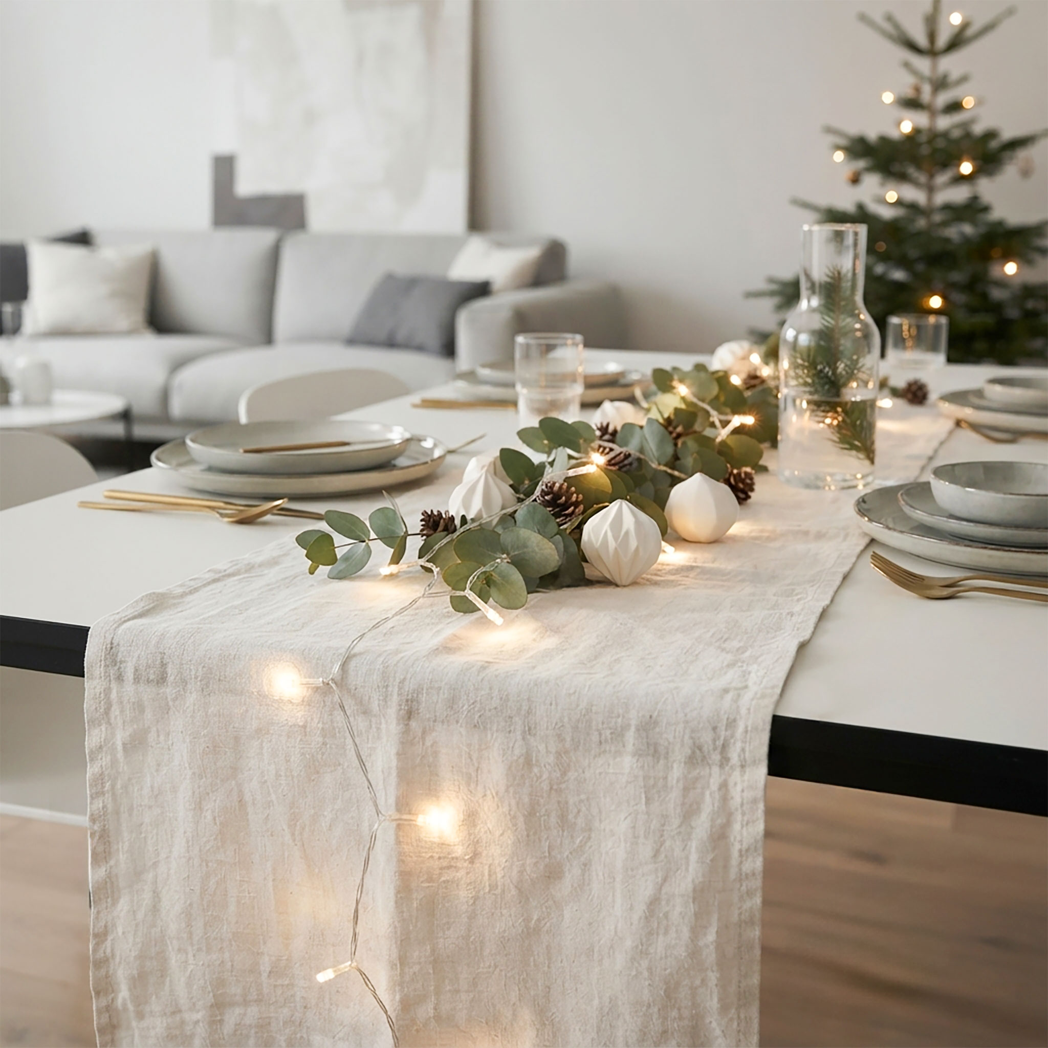 Lichterkette mit 10 LED in warm weiß - 100 cm - Weihnachts Tischlichterkette