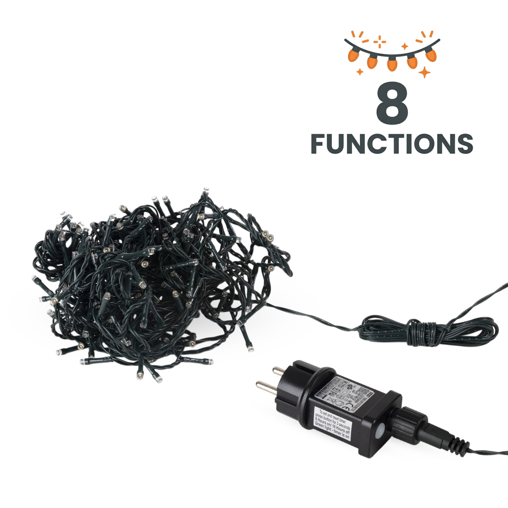 LED Weihnachts Lichterkette bunt - 180 LED / 16 m -Deko Beleuchtung für Außen mit Timer