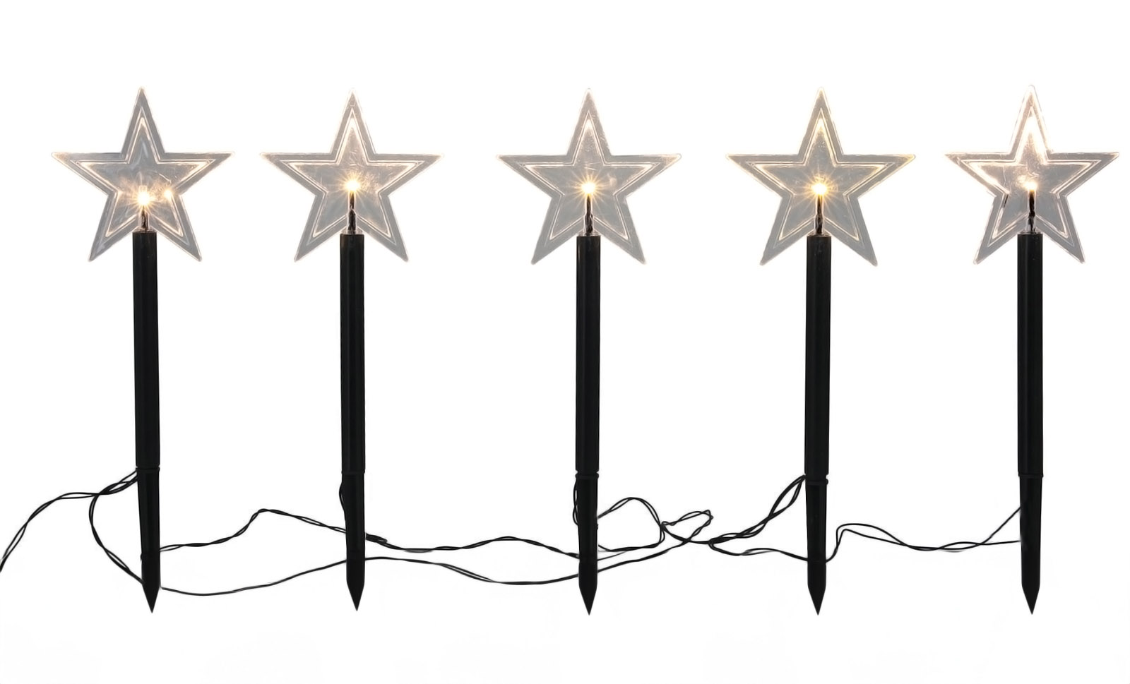Garten Leuchtstäbe Stern - 5er Set LED Gartenstecker
