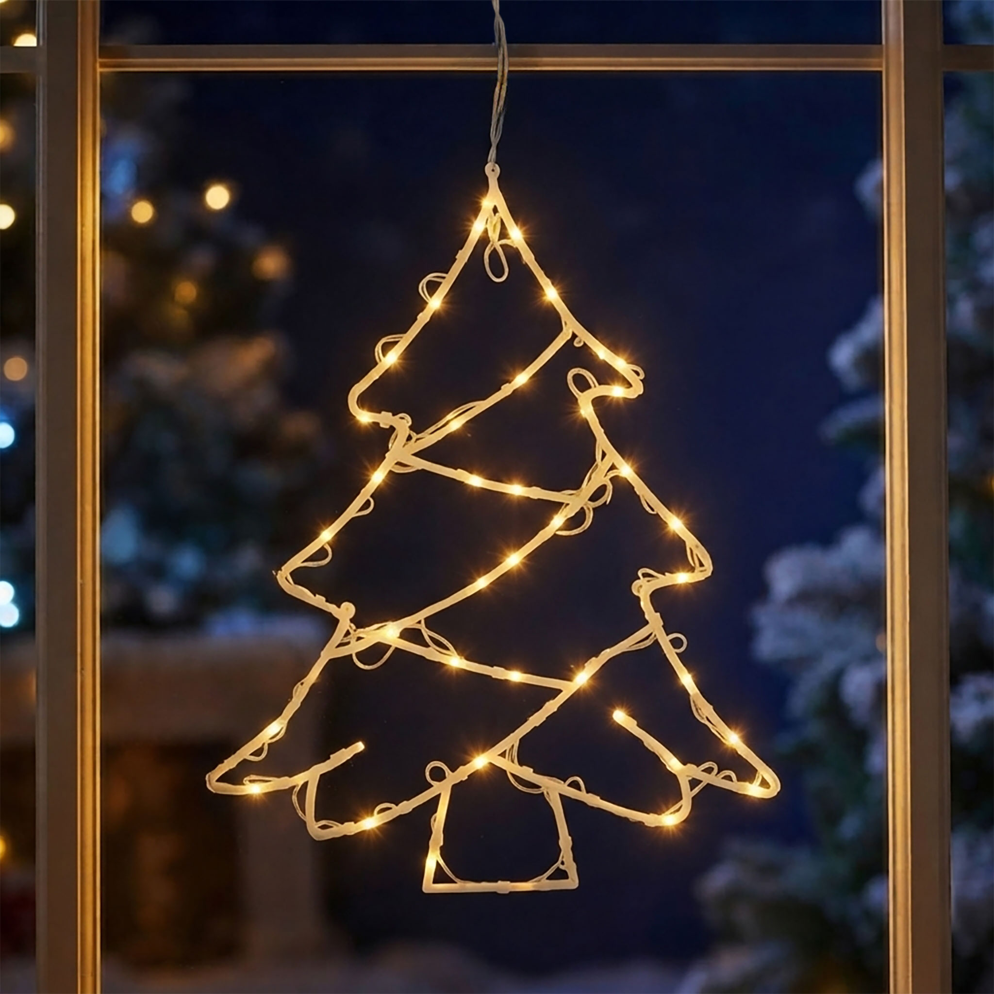 LED Fenster Silhouette mit Dual Timer - 4 Motive in 2 Größen - Deko Weihnachts Beleuchtung Batterie betrieben