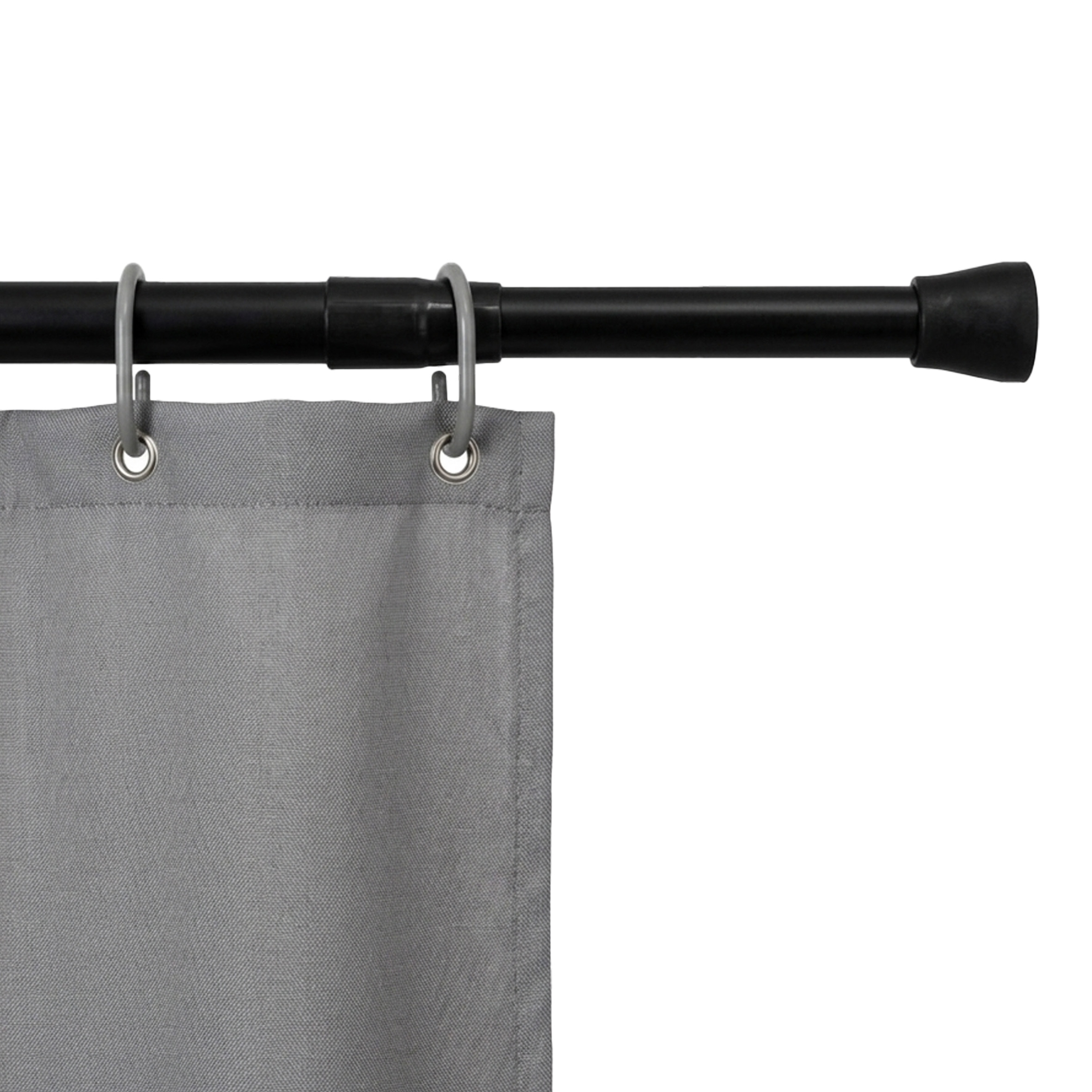 Duschvorhangstange ausziehbar in schwarz - 140 - 240 cm - Teleskopstange zum Einklemmen für Dusche, Lichterketten und Girlanden