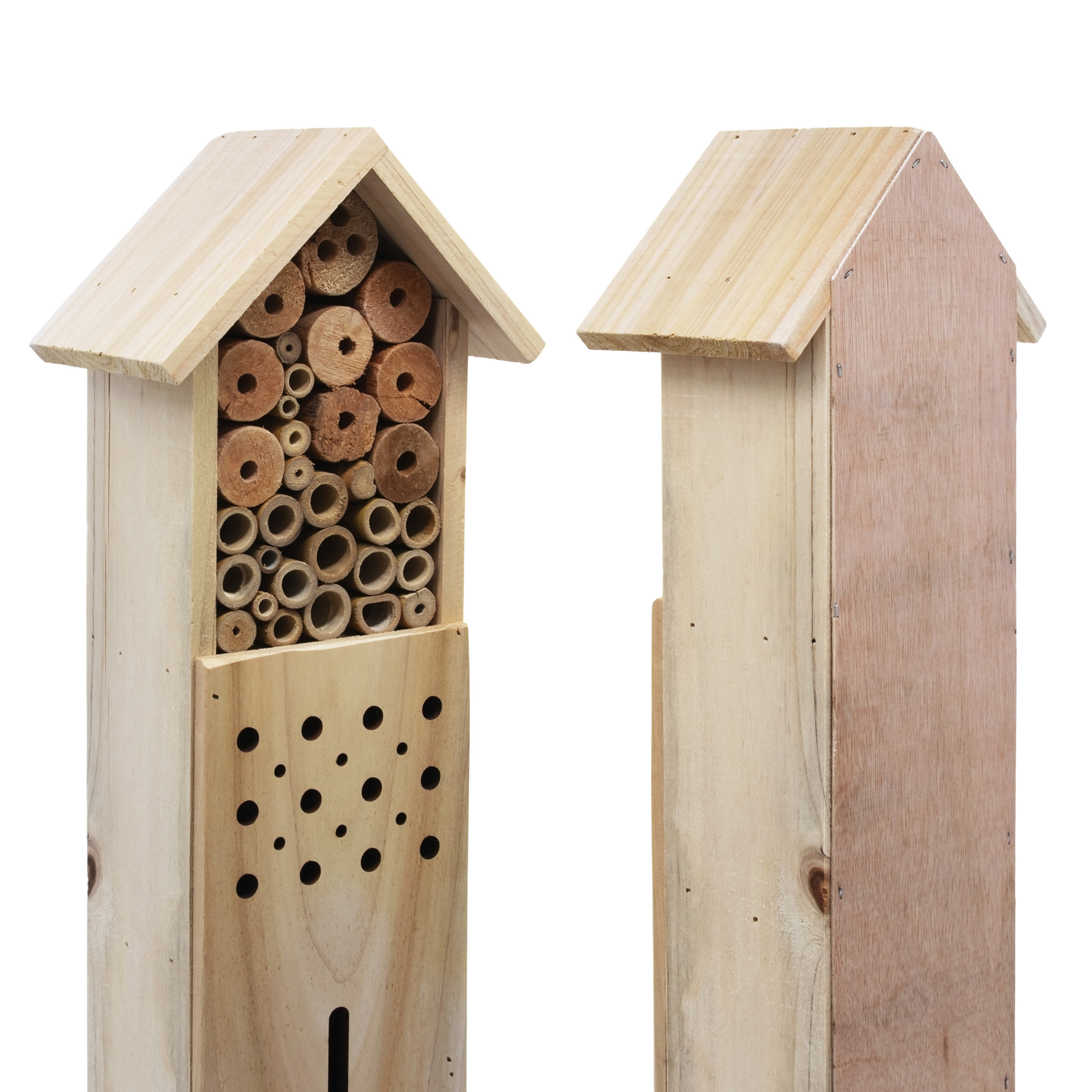 Insektenhotel mit Erdspieß - 79 cm - Insektenhaus aus Holz zum Aufstellen