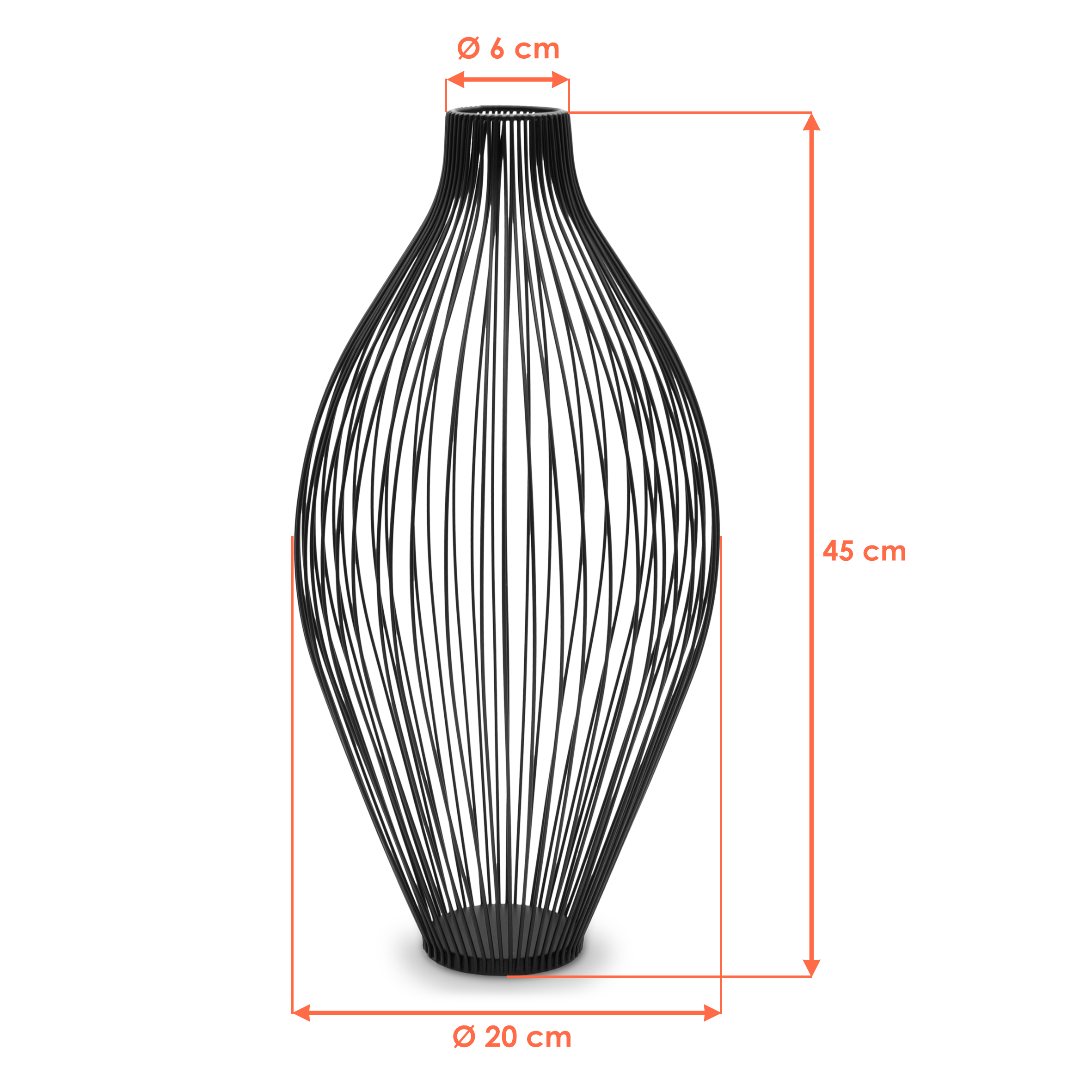 Metall Vase im Gitter Design für Trockenblumen - 45 cm - Deko Ständer für Kunstblumen