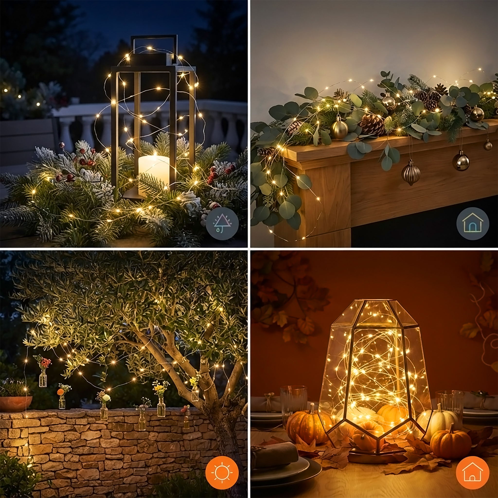Draht Lichterkette 40 LED / 195 cm - warm weiß - Deko Beleuchtung für Außen und Innen