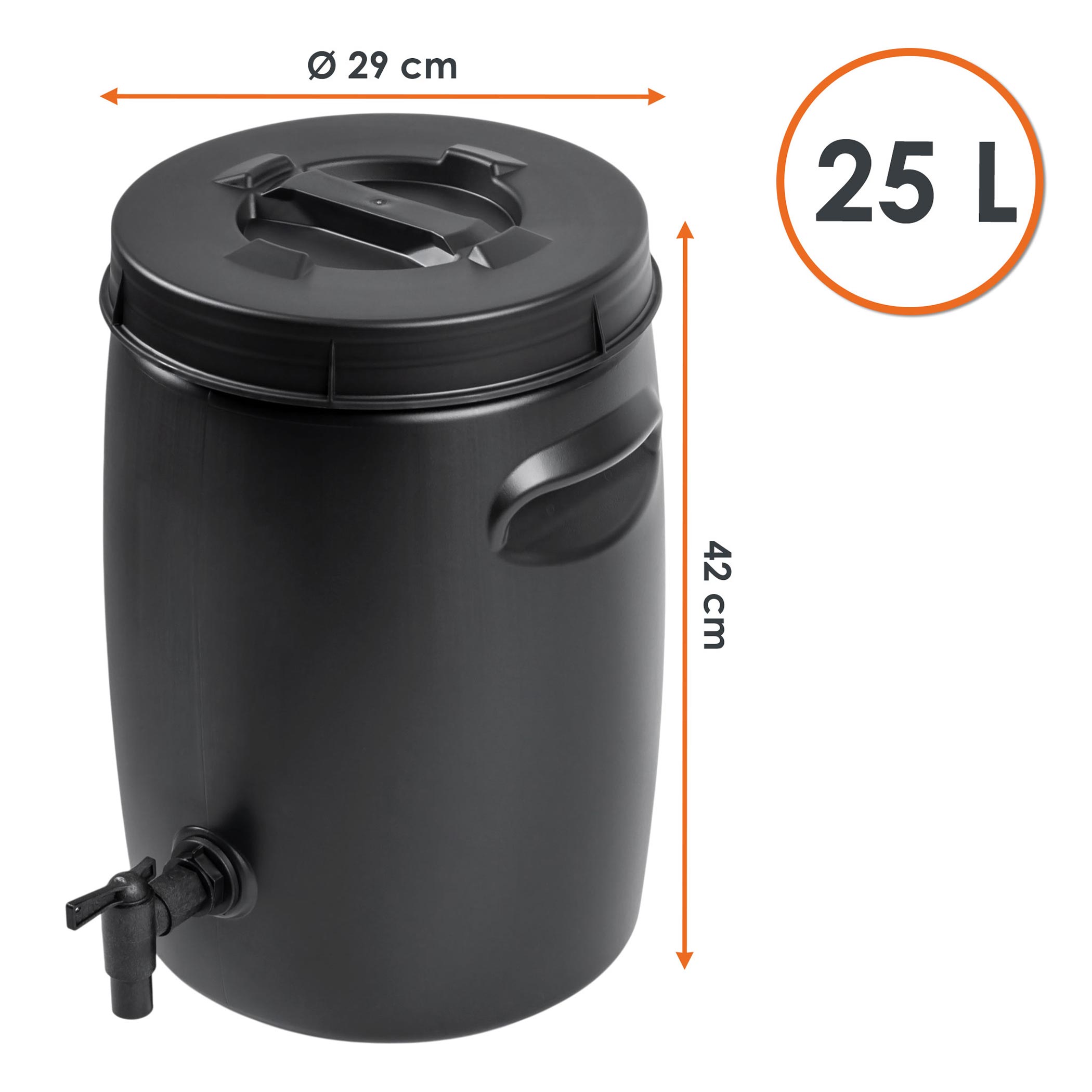 Fass zur Herstellung von organischem Dünger - 25 l - Kunststoff Dünger Tank 42 x 29 cm anthrazit