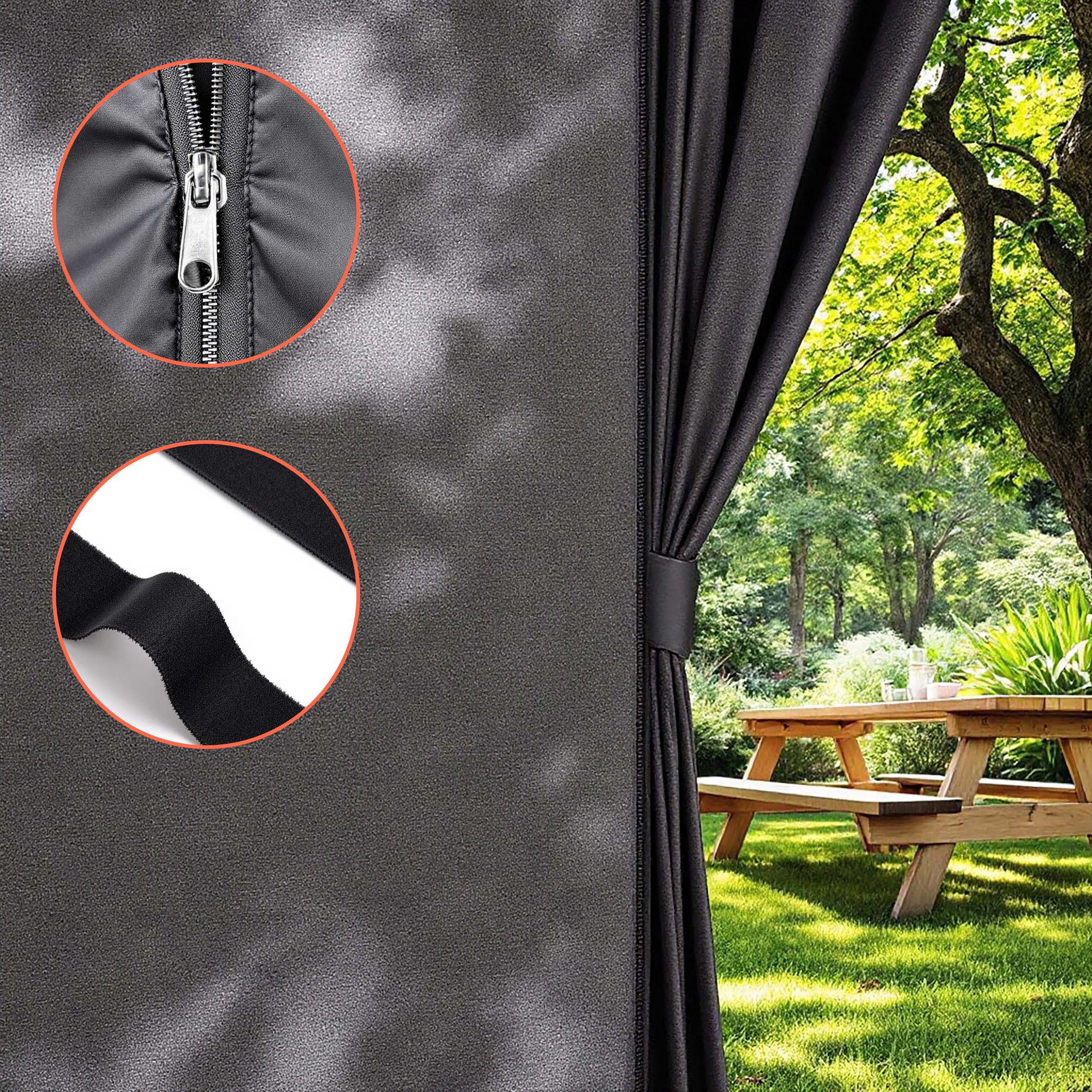 Pavillon Seitenteil anthrazit mit Reisverschluss für 3 x 4 m - 2er Set - Gartenzelt Seitenwand wasserabweisend