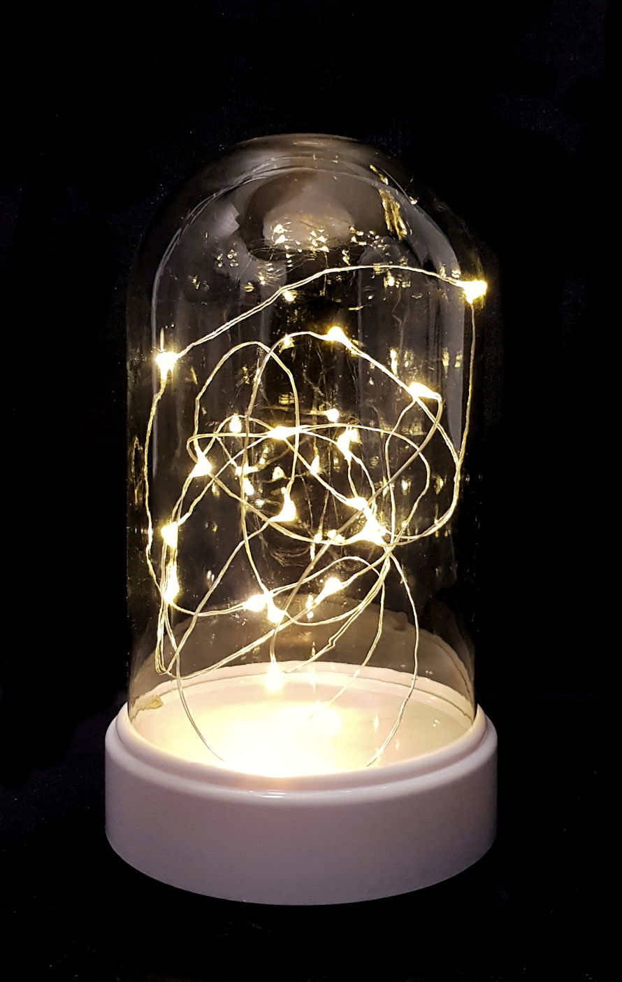 Deko Käseglocke mit 20 LED Lichterkette ca. 16 cm x 13 cm