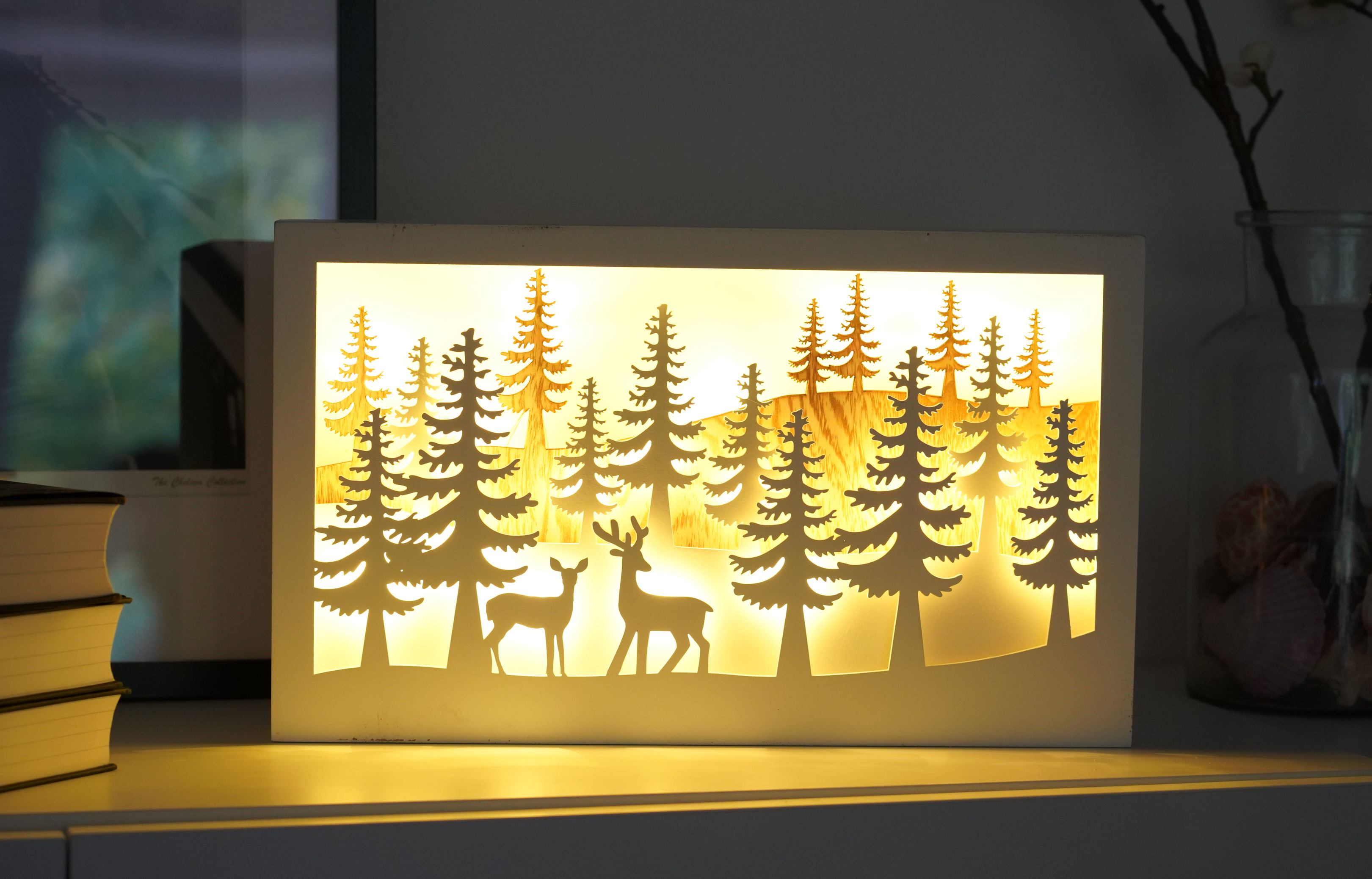 LED Weihnachtsszene Winterwald 40x24cm - 15 LED