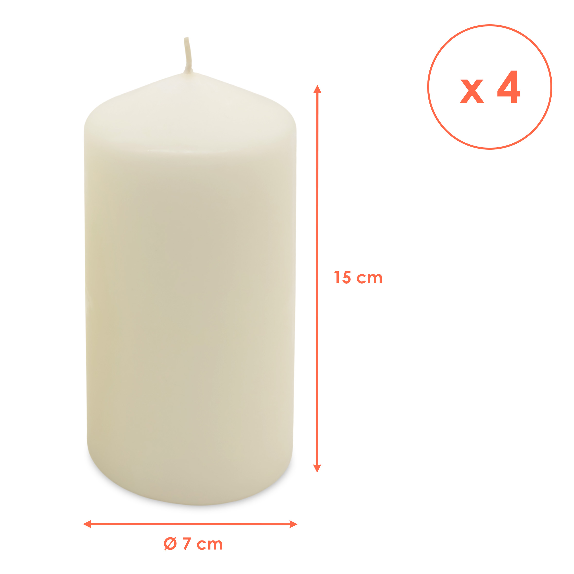 Echtwachs Stumpenkerze 4er Set 15 x 7 cm - creme weiß - Blockkerze für Adventskranz und Laternen