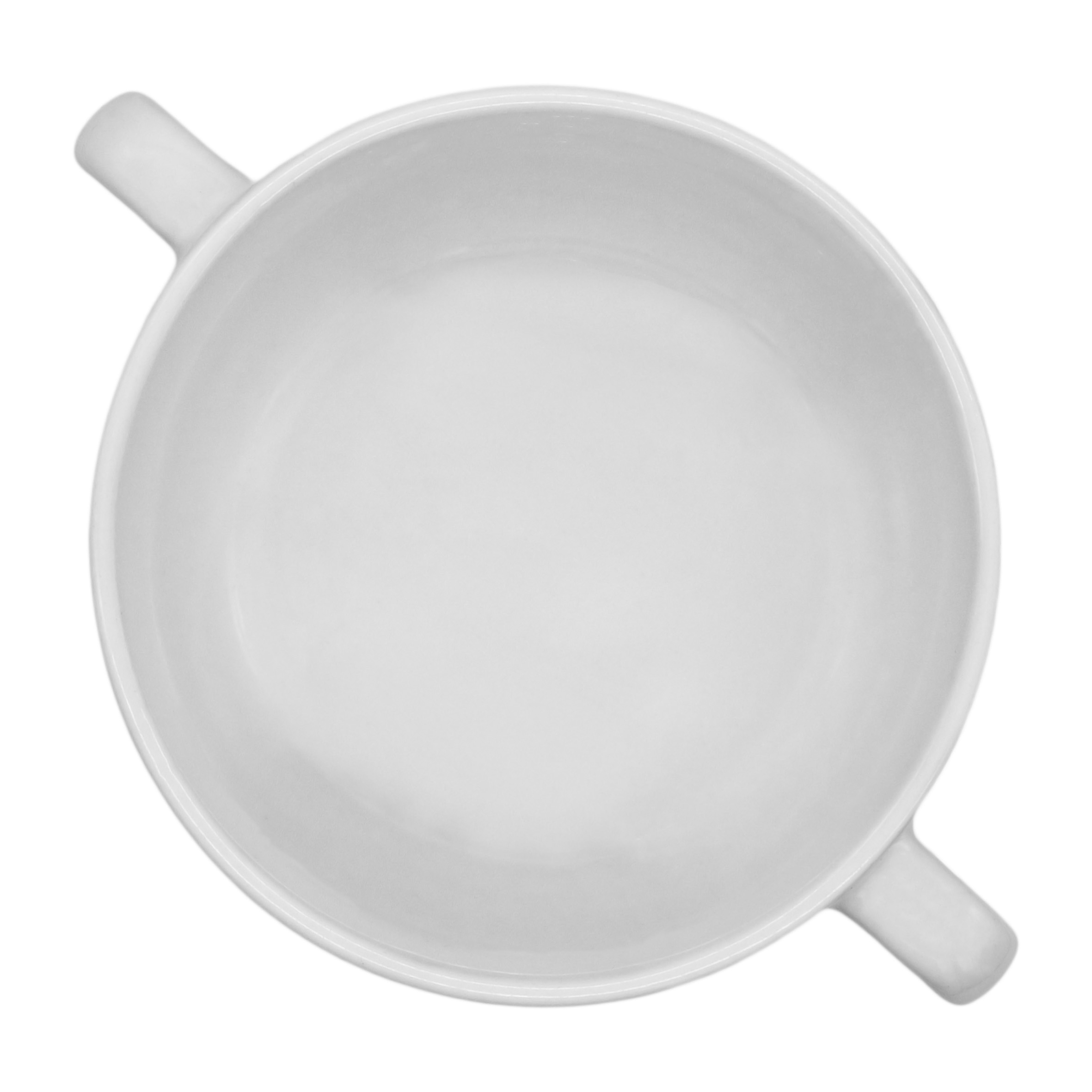 Feinkeramik Suppentasse 200 ml weiß mit Henkel - 6er Set - Keramik Suppenschale stapelbar für Suppe und Dessert