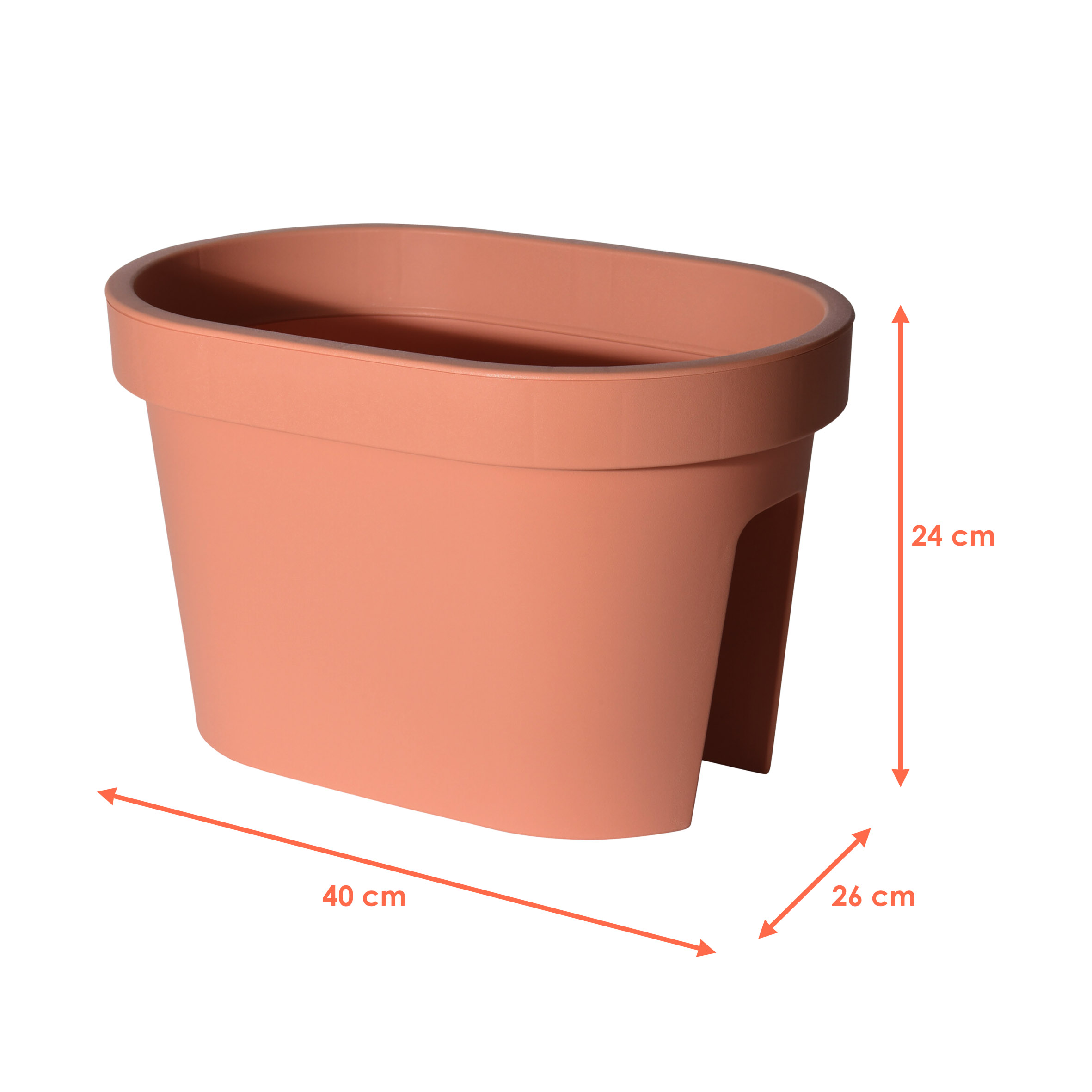 Balkon Blumentopf oval 40 x 26 cm - terracotta