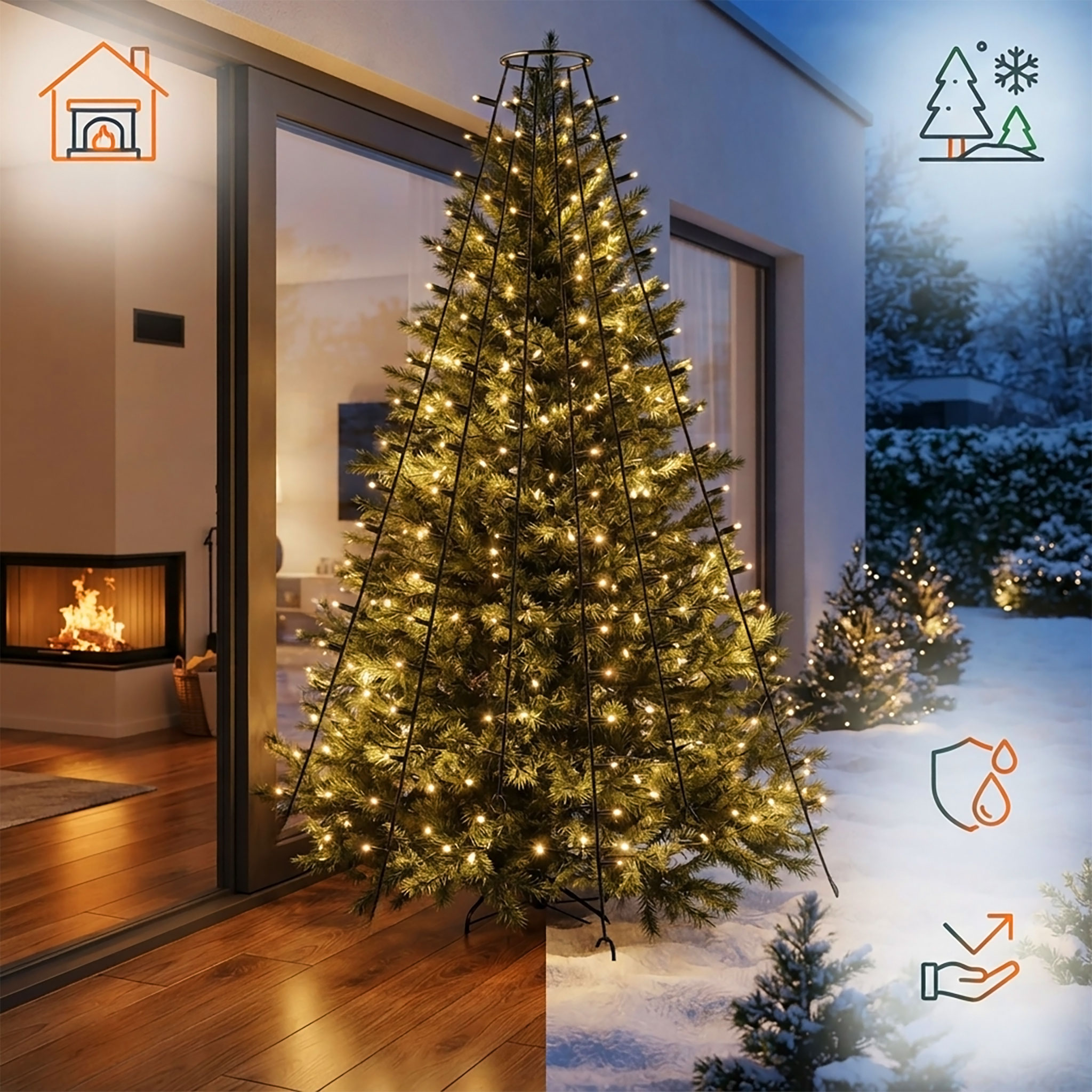 LED Weihnachtsbaum und Fahnenmast Lichterkette - 800 cm Höhe