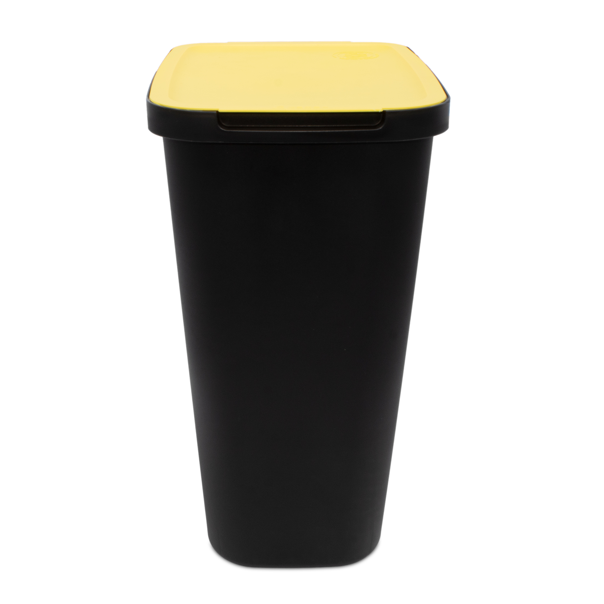Abfalleimer schwarz mit farbigem Klappdeckel 3er Set - 50 Liter - Mülltrennsystem für Kunststoff Biomüll und Altpapier