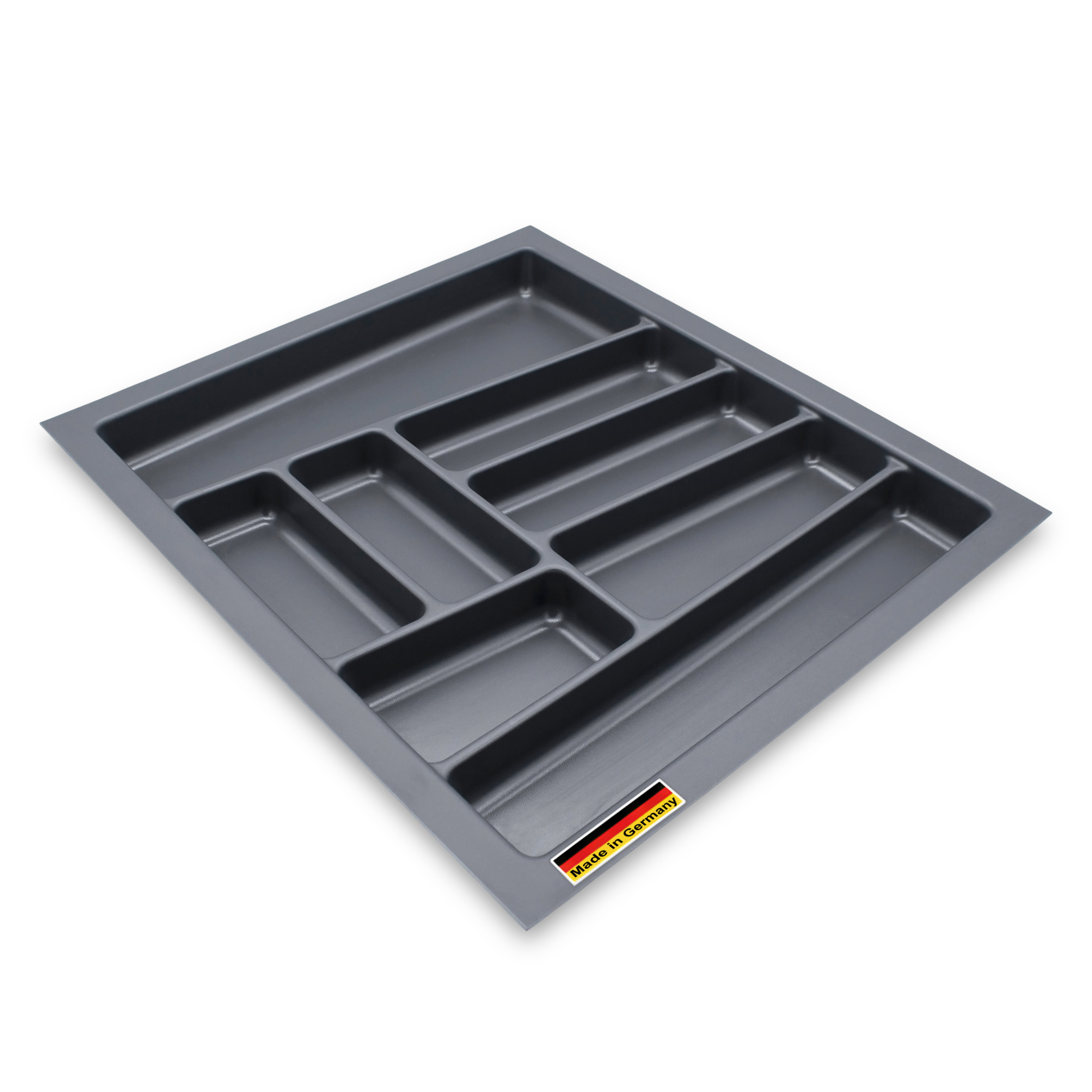 Mehrzweck Besteckeinsatz grau für Küchenschubladen - 54 x 48 cm - Kunststoff Schubladen Ordnungssystem schiefergrau