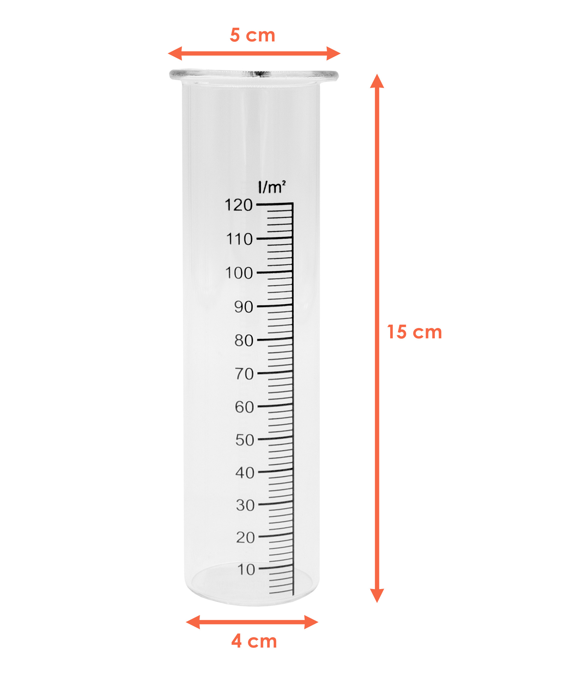 Regenmesser Ersatzglas mit Skala 15 x 4 cm - 2er / 4er Set - Niederschlagsmesser für Wetterstation