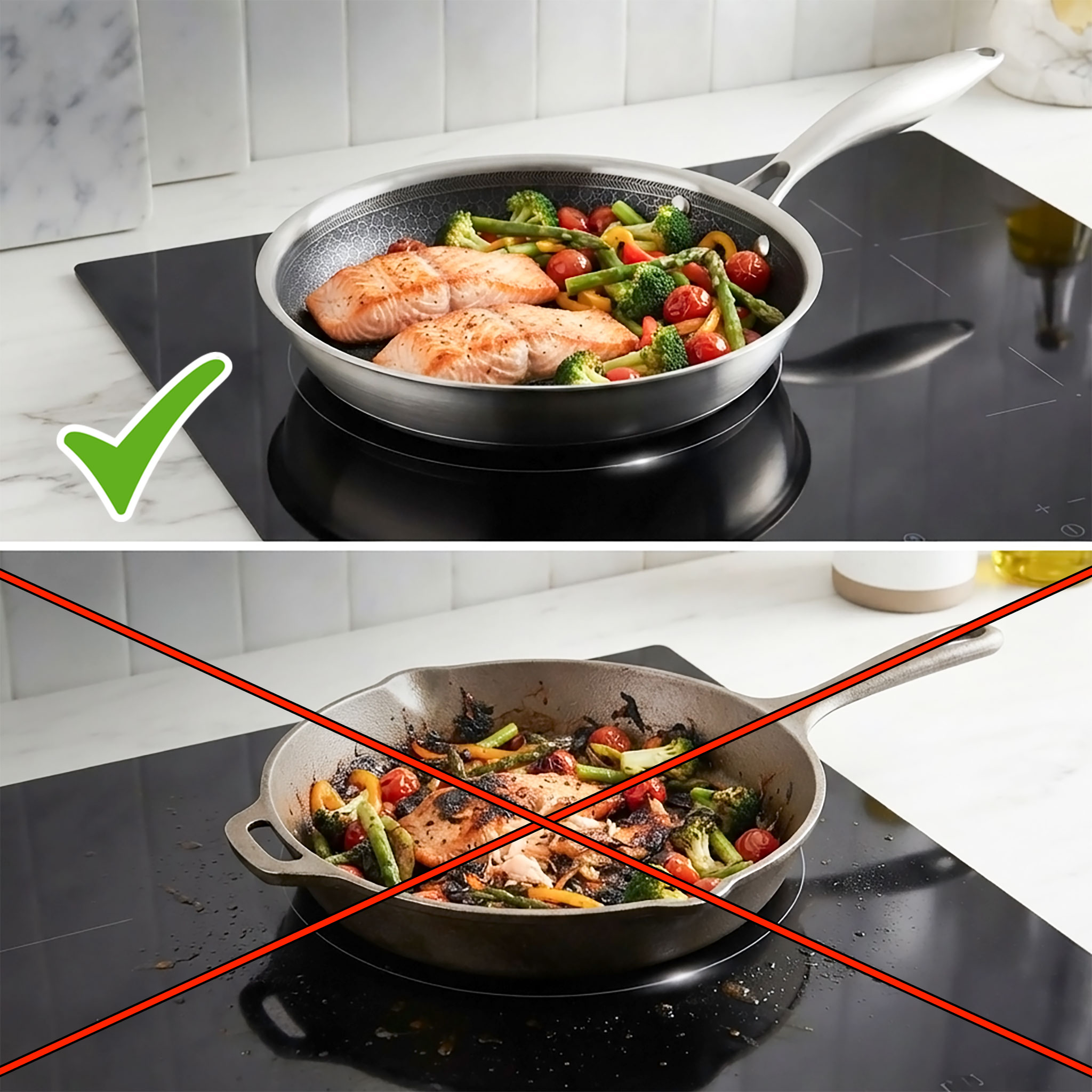 Premium Antihaft Induktion Wabenpfanne PFAS-frei - 28 cm - Keramik Bratpfanne kratzfest mit Aluminiumkern