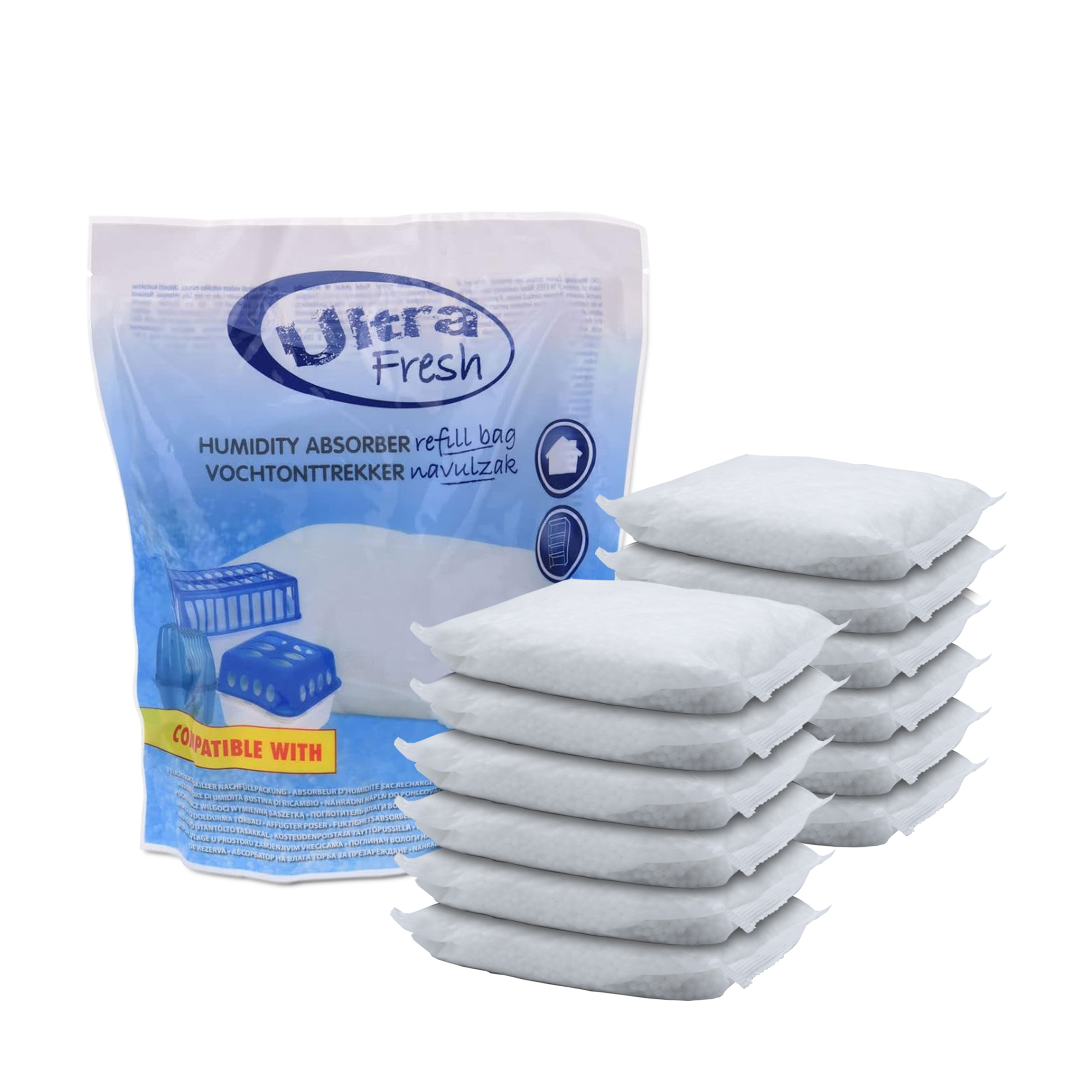 Ultra Fresh Granulat Luftentfeuchter - verschiedene Sets - Raum Entfeuchter Luft Trockner mit Auffangschale und Nachfüllbeutel