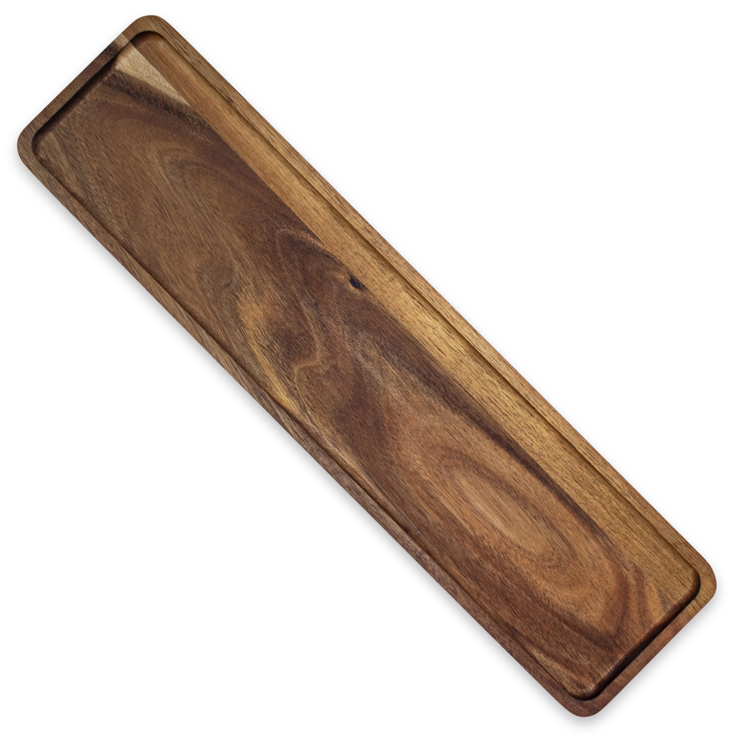 Deko Tablett aus Akazienholz natur - 60 x 15 cm - Kerzenteller aus massivem Holz