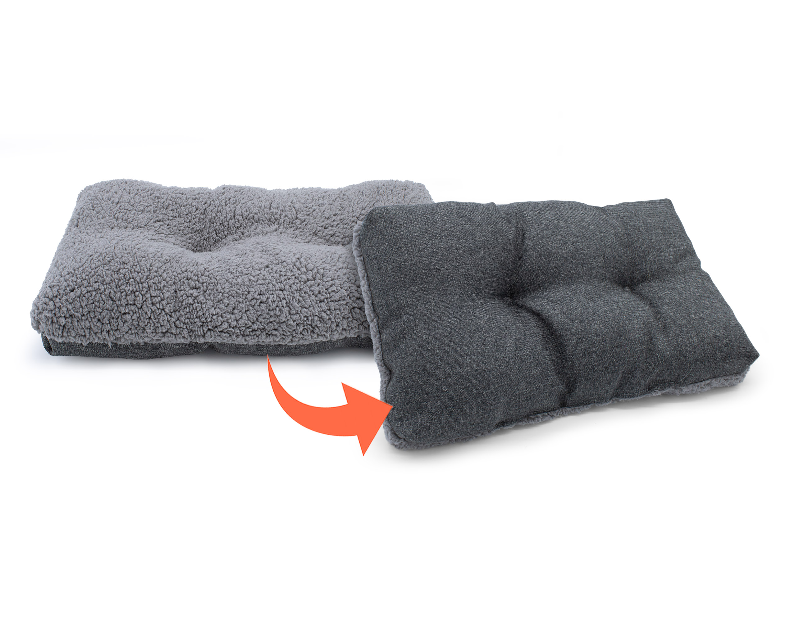 Plüsch Heimtier Korb in grau mit entnehmbarem Kissen - 82 x 60 cm - Hundebett mit rutschfester Unterseite