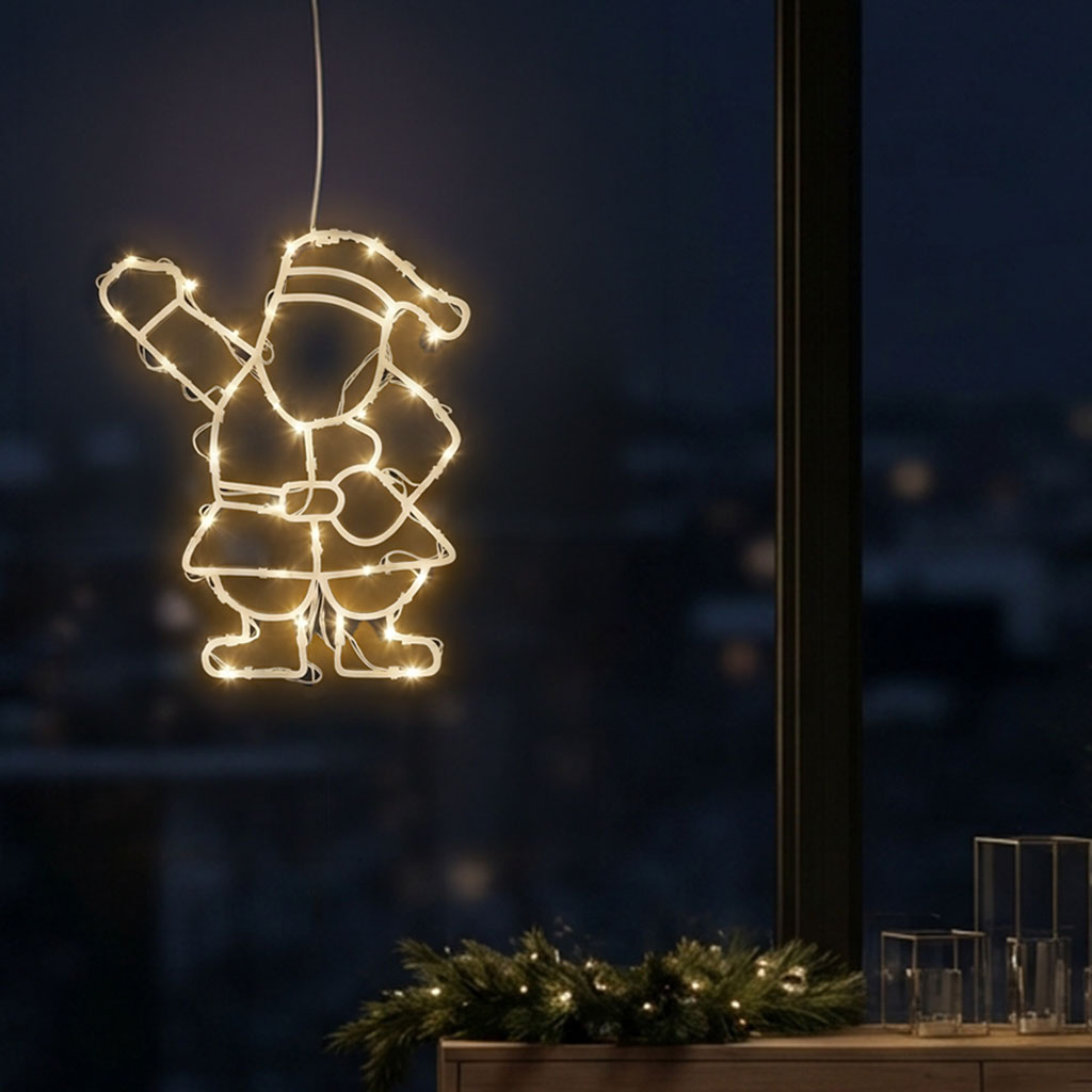 LED Fenster Silhouette mit Dual Timer - 4 Motive in 2 Größen - Deko Weihnachts Beleuchtung Batterie betrieben