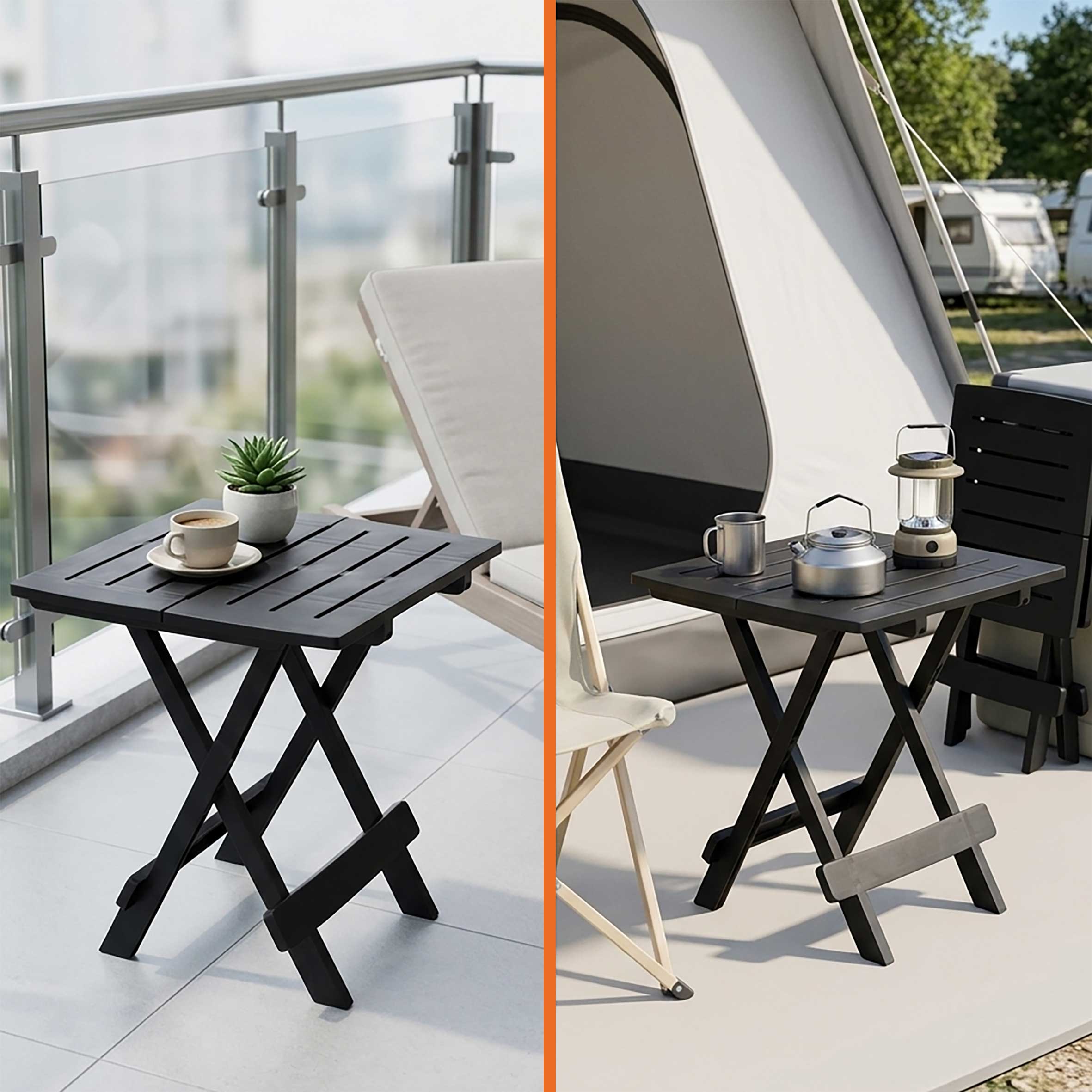 Kunststoff Klapptisch 45 x 43 cm - anthrazit - Garten Beistelltisch klappbar