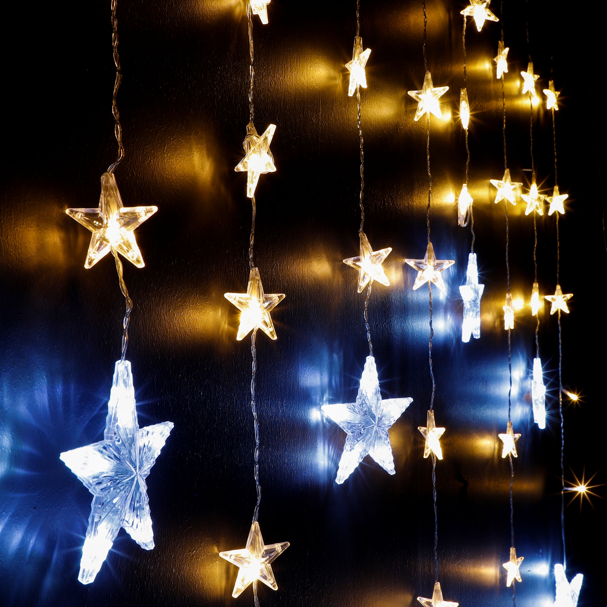 Sternen Lichter Vorhang mit 138 LEDs - warm- und kaltweiß - Weihnachtsdeko für Außen