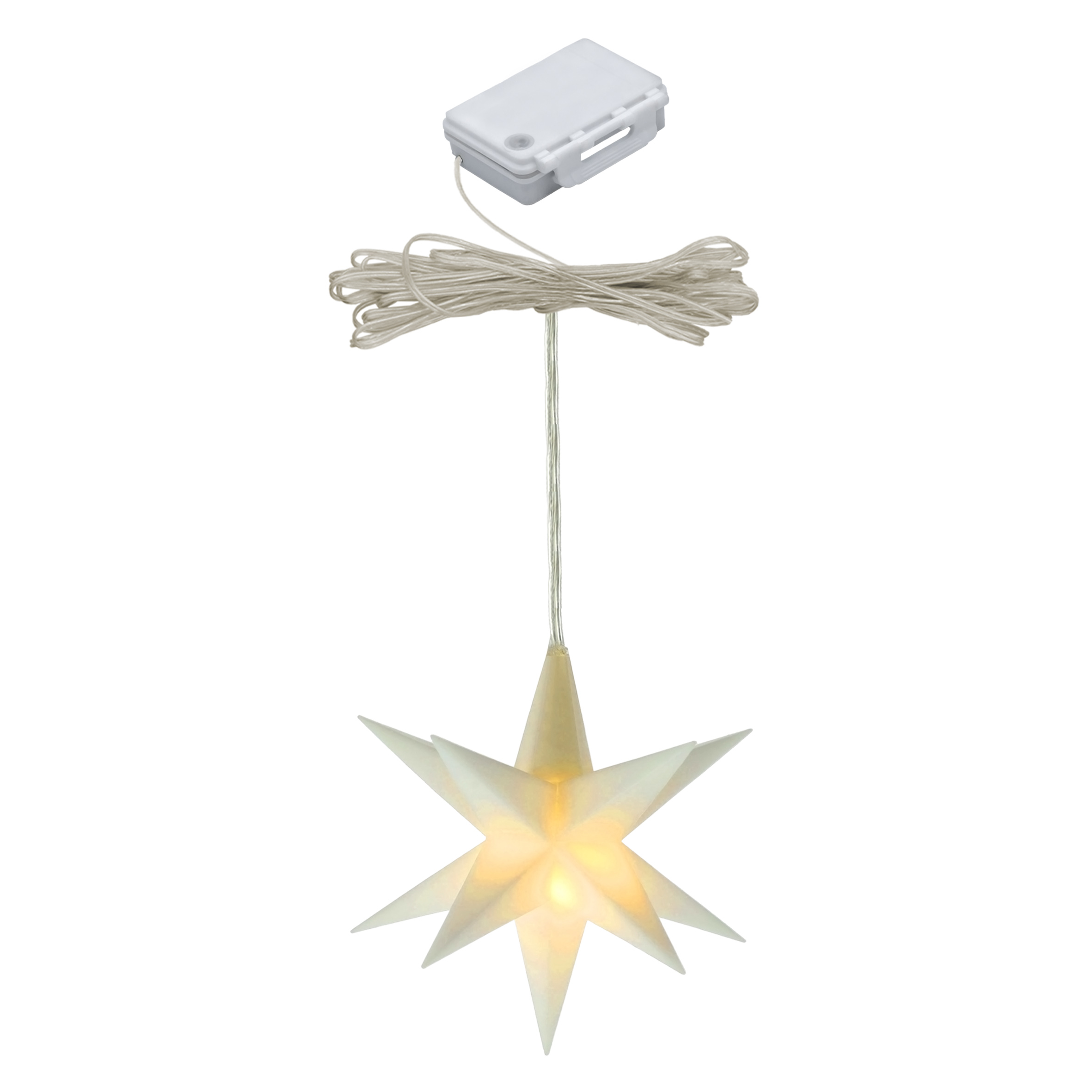 3D Weihnachtsstern 12 cm warm weiß Beleuchtet - weiß oder rot / 1 oder 3 Stück - LED Fenster Deko Leuchtstern mit Timer Batterie betrieben