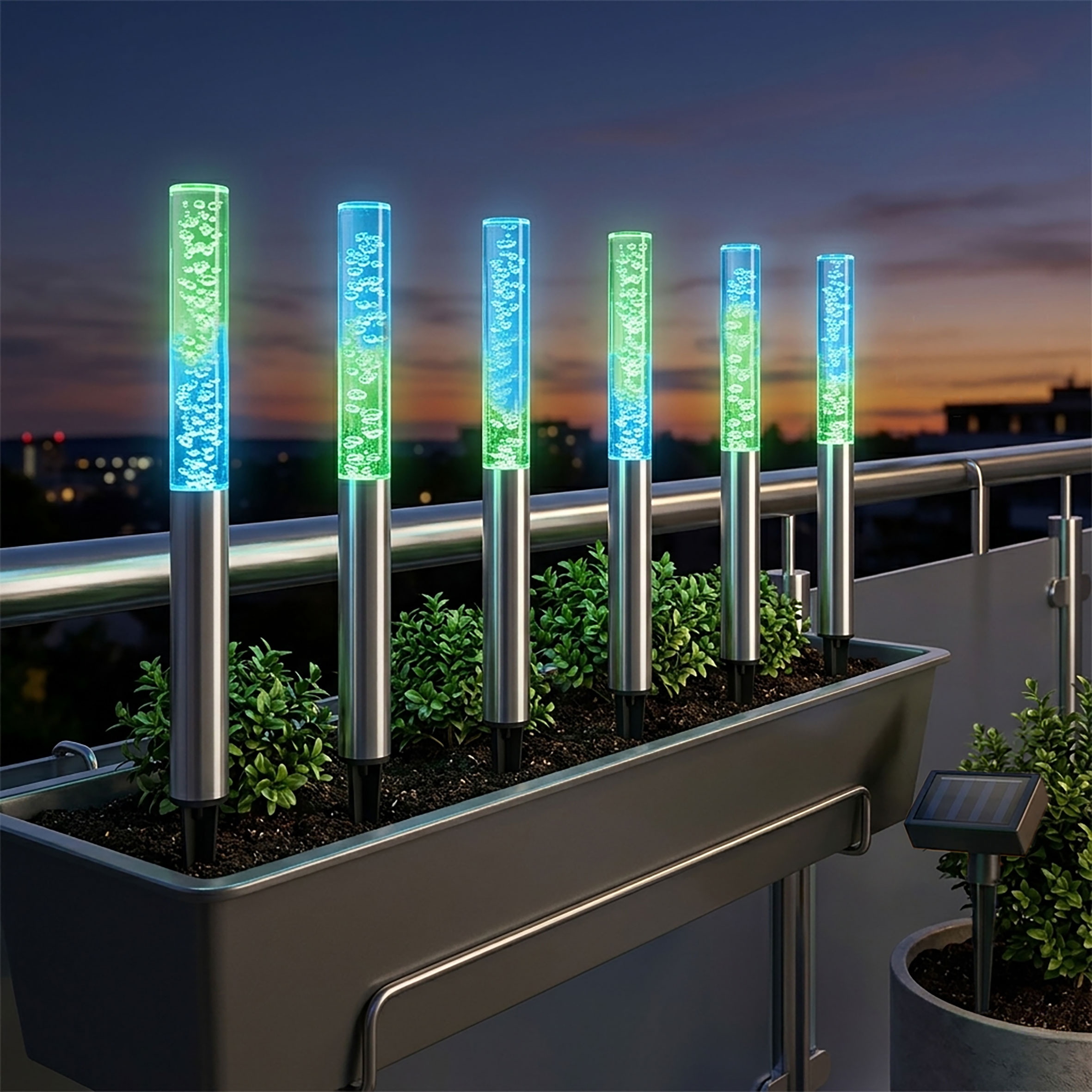 LED Solar Leuchten Bubbles - 6er Set - Garten Steckleuchten mit Farbwechsel