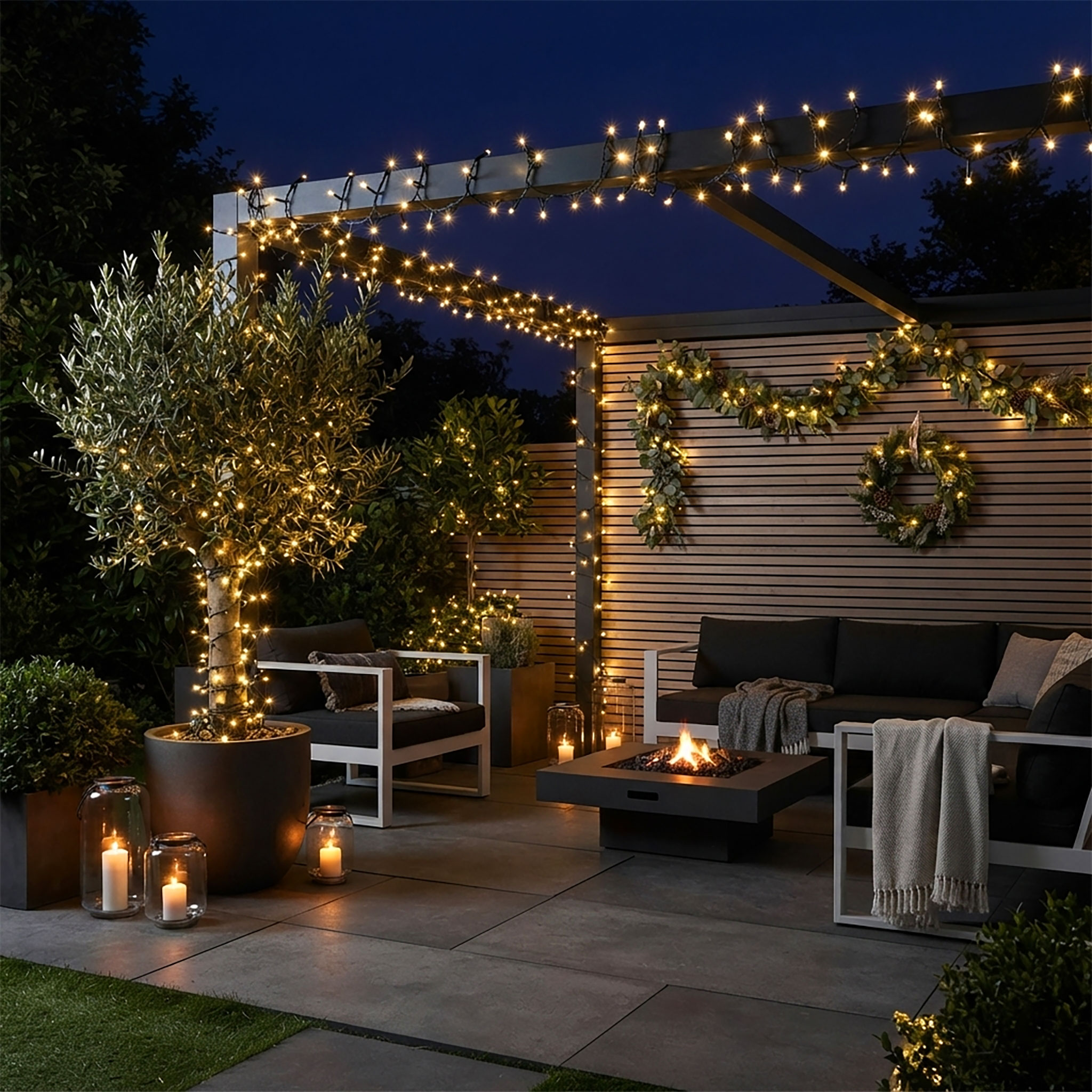 LED Weihnachts Lichterkette warm weiß - 30 m / 300 LED - Garten Deko Beleuchtung