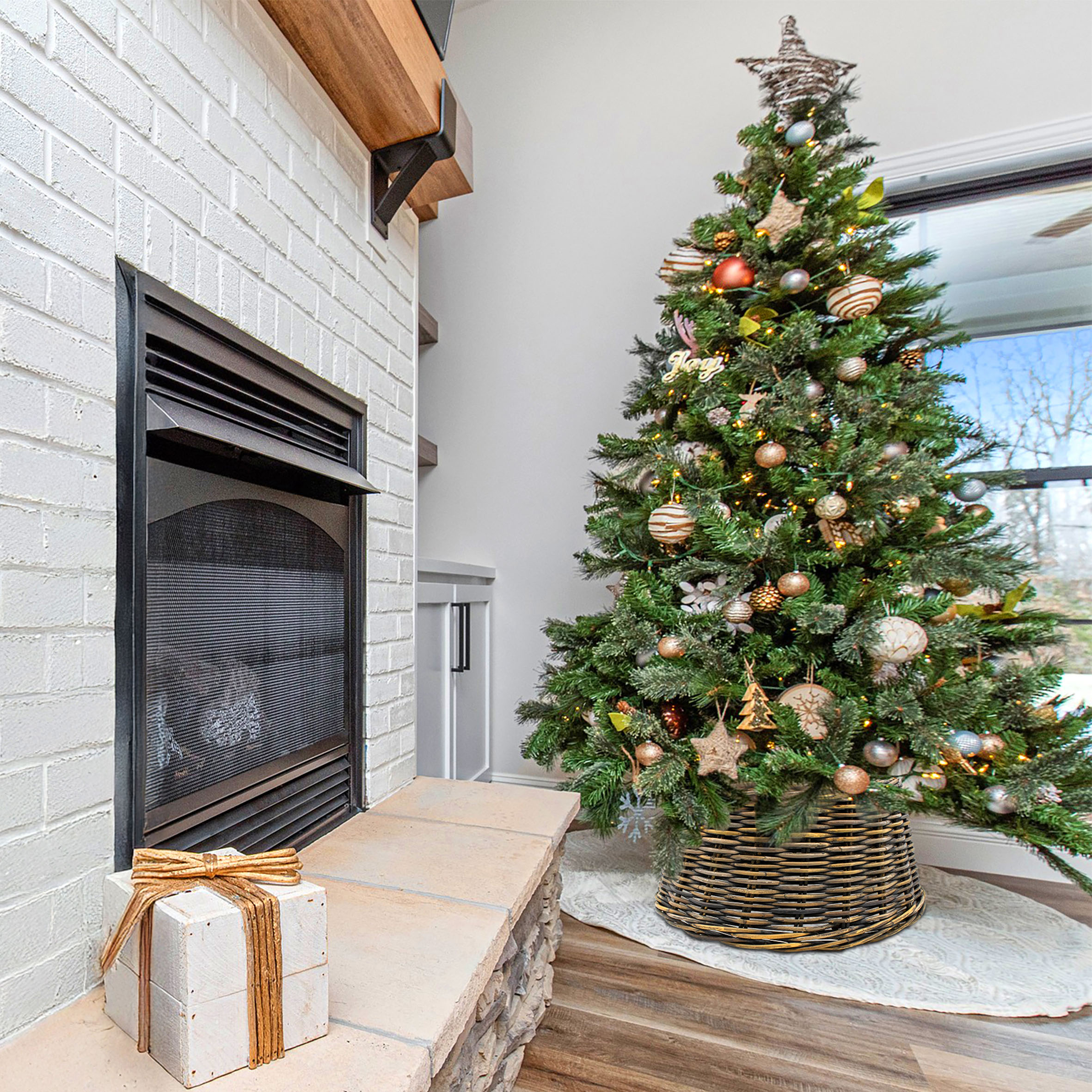 Rattan Weihnachtsbaumrock aus Weide 60 cm - 5 Farben wählbar - Abdeckung für den Christbaum Ständer