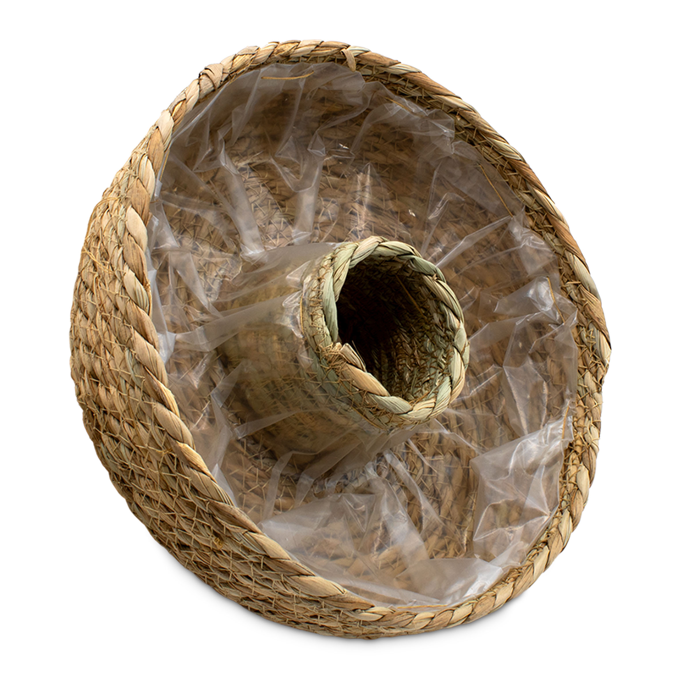 Seegras Pflanzring natur 2er Set mit Folie - 34 / 27 cm - Naturfaser Blumenschale zum direkten Bepflanzen