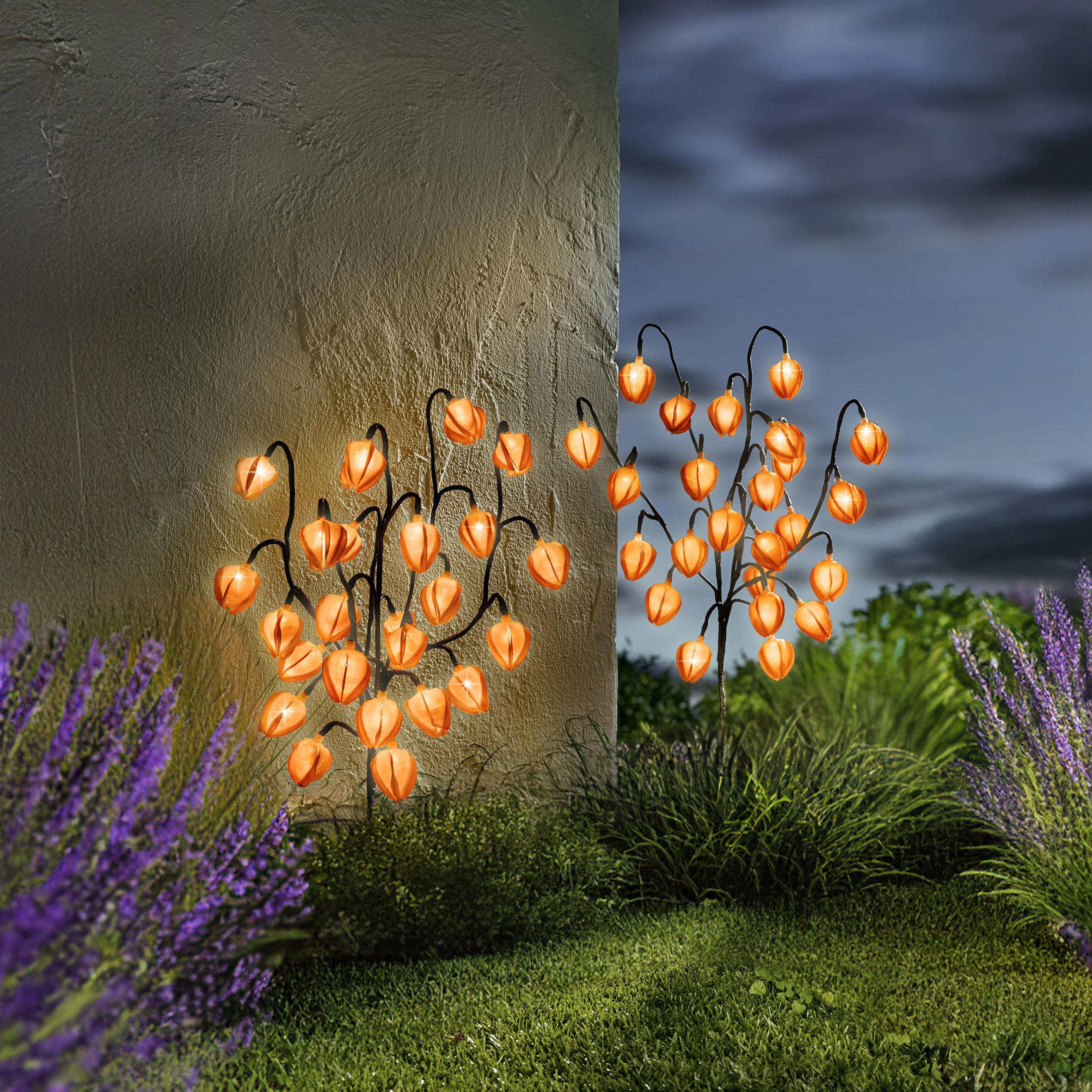 LED Garten Stecker Physalis warm weiß - 2er Set