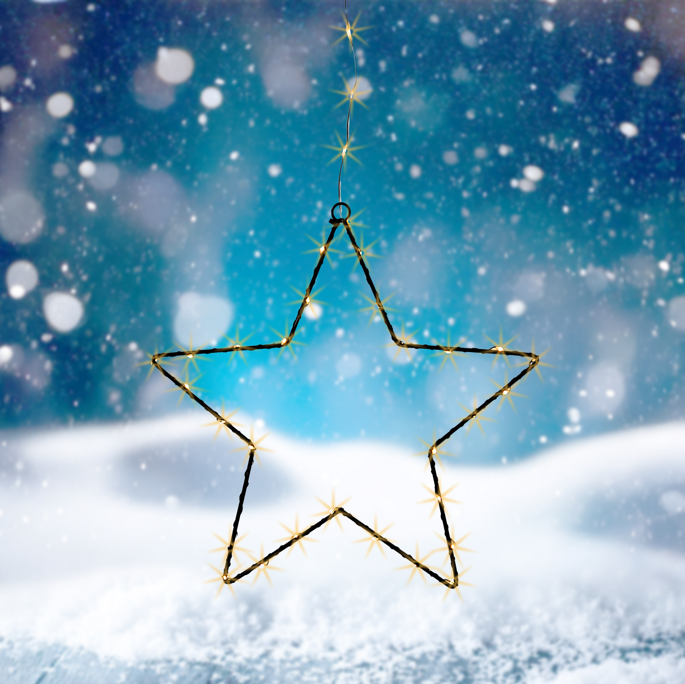 LED Stern Silhouette schwarz zum Hängen für Außen mit Timer - 50 cm