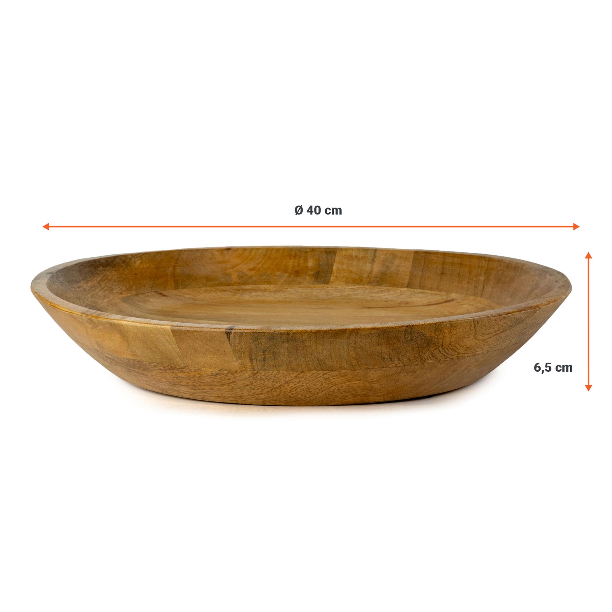 Mangoholz Deko Schale rund - 40 cm - Holz Obstschale Tablett Teller