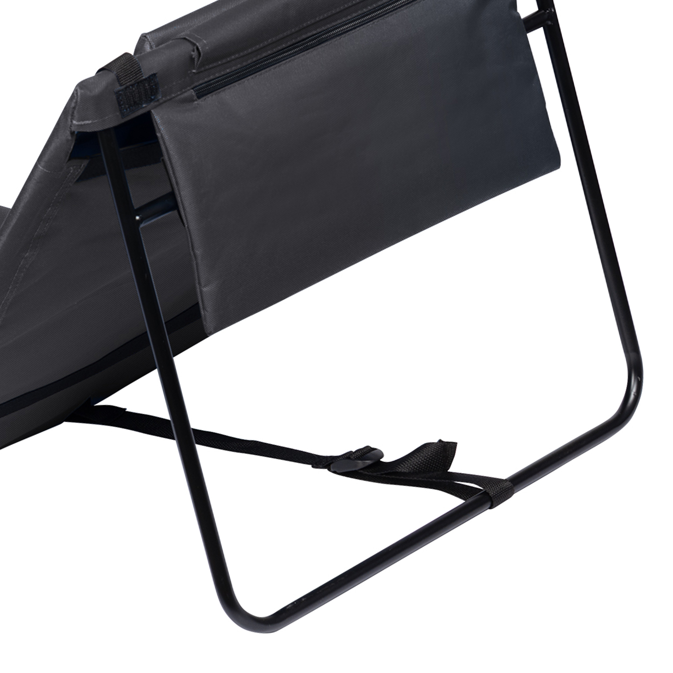 Strandmatte 2er Set klappbar mit verstellbarer Rückenlehne - dunkelgrau - Liegematte faltbar 145 x 48 cm mit Kopfkissen