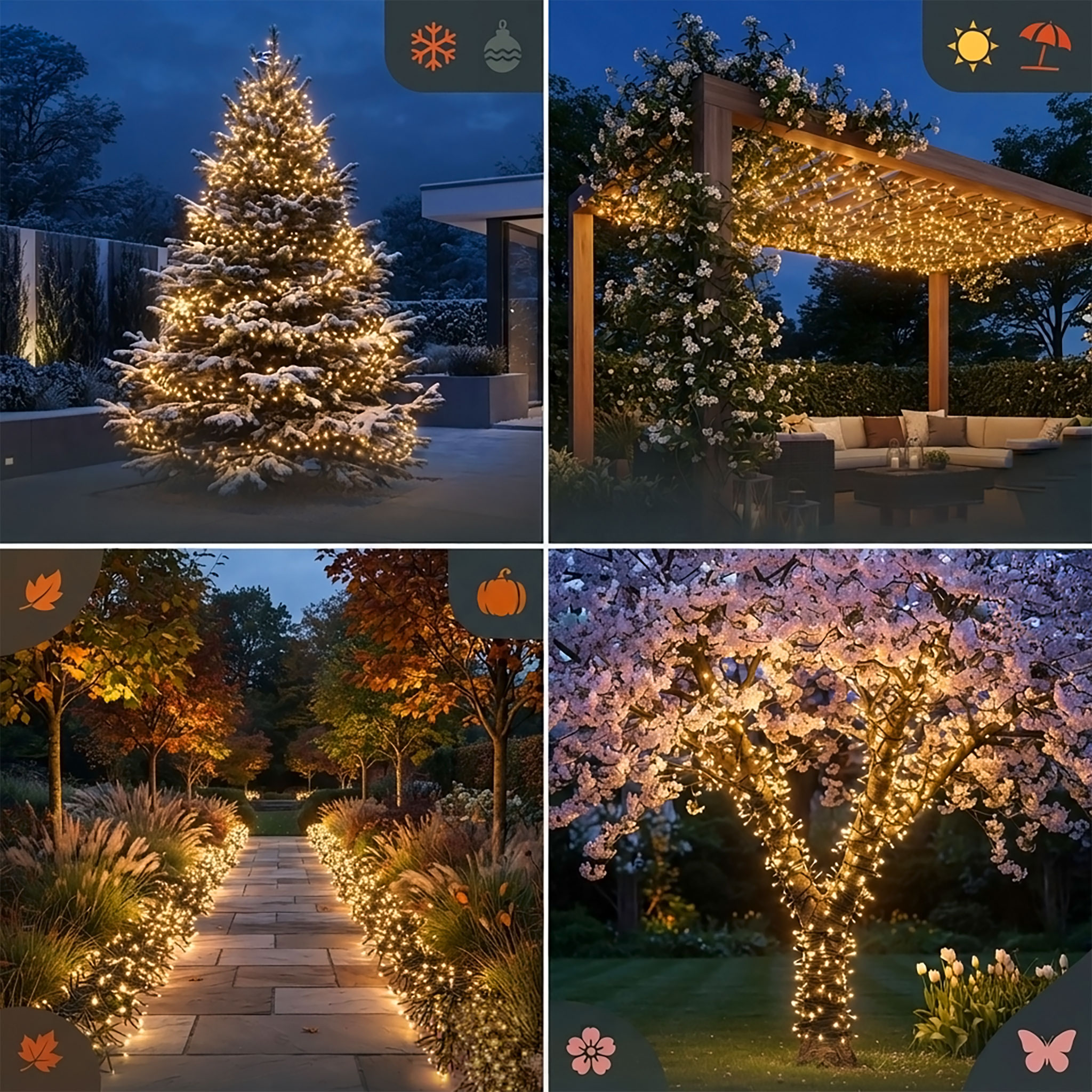 Büschel Lichterkette Außen - verschiedene Größen - Deko Garten Cluster Beleuchtung