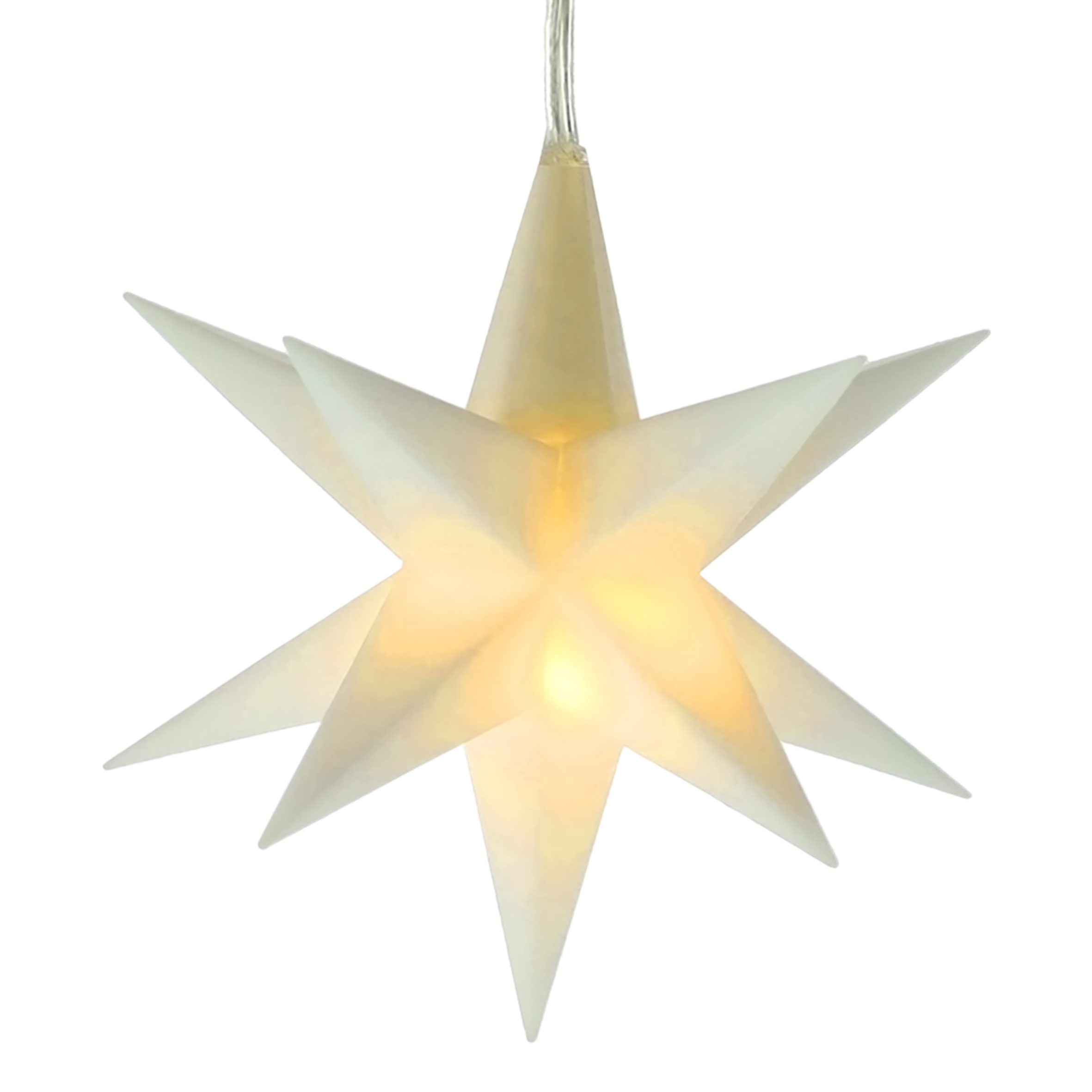 3D Weihnachtsstern 12 cm warm weiß Beleuchtet - weiß oder rot / 1 oder 3 Stück - LED Fenster Deko Leuchtstern mit Timer Batterie betrieben