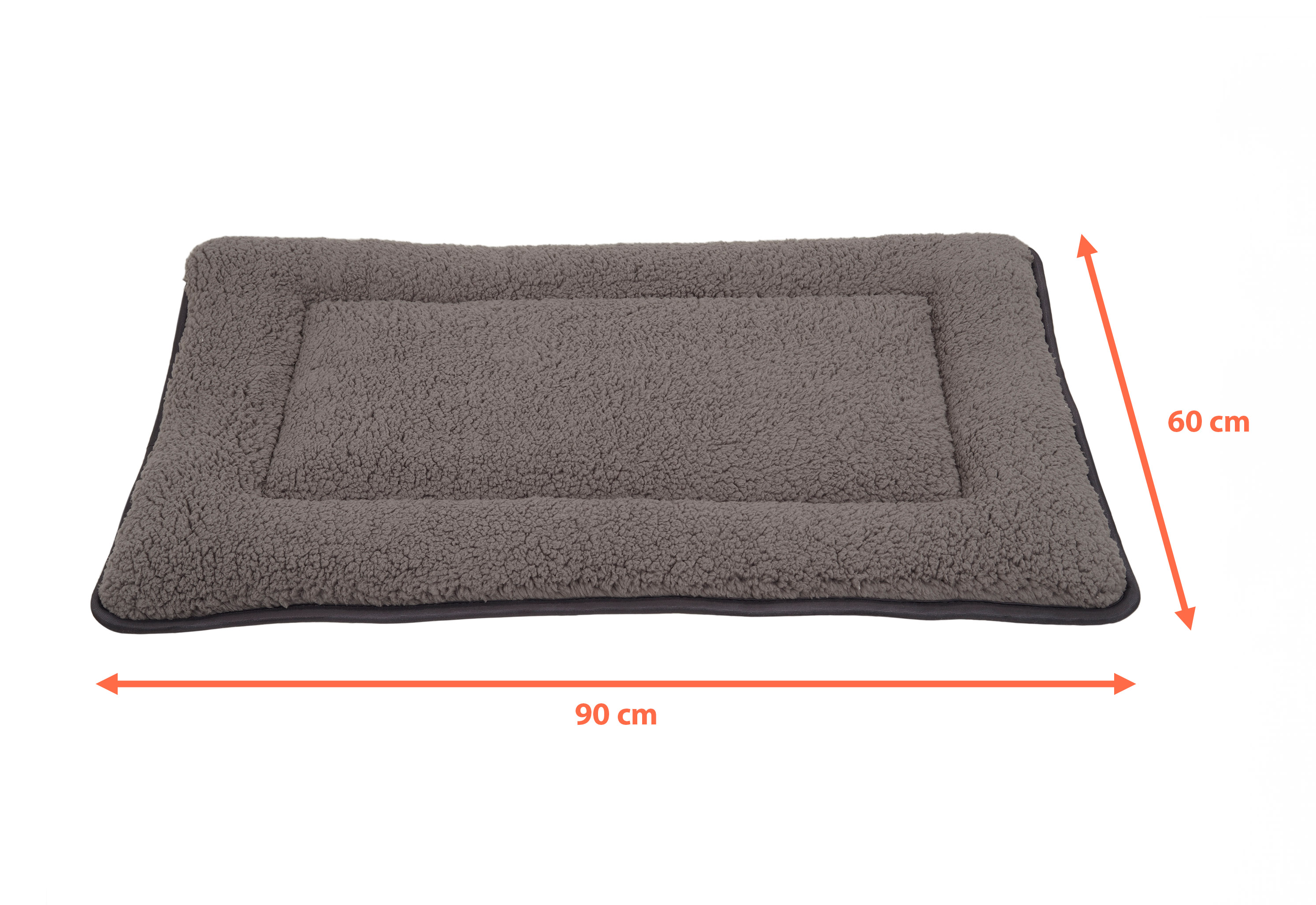 Plüsch Haustiermatte waschbar 90 x 60 cm - grau - Hundebett mit rutschfester Unterseite