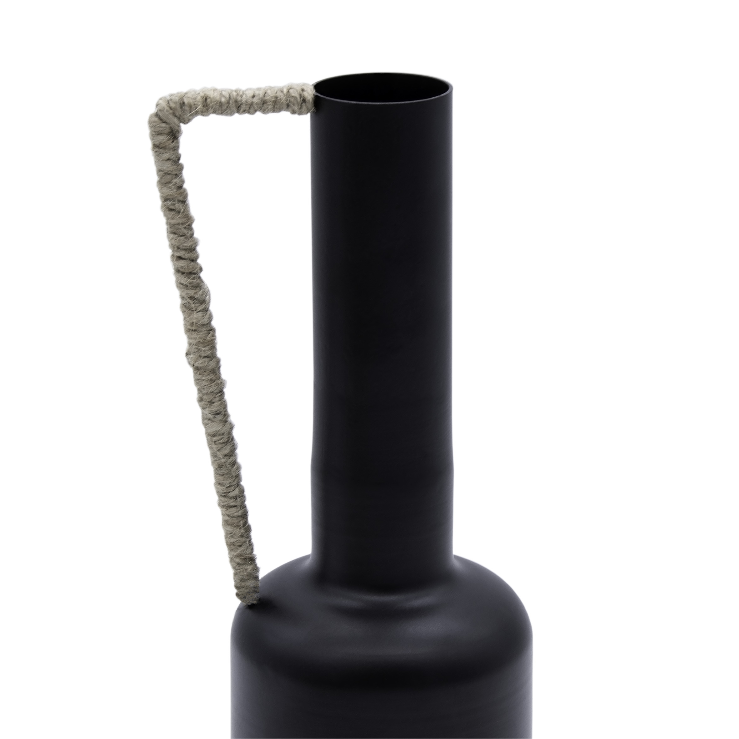 Metall Blumenvase AMANDA schwarz -  32 cm - Moderne Tischvase mit Henkel