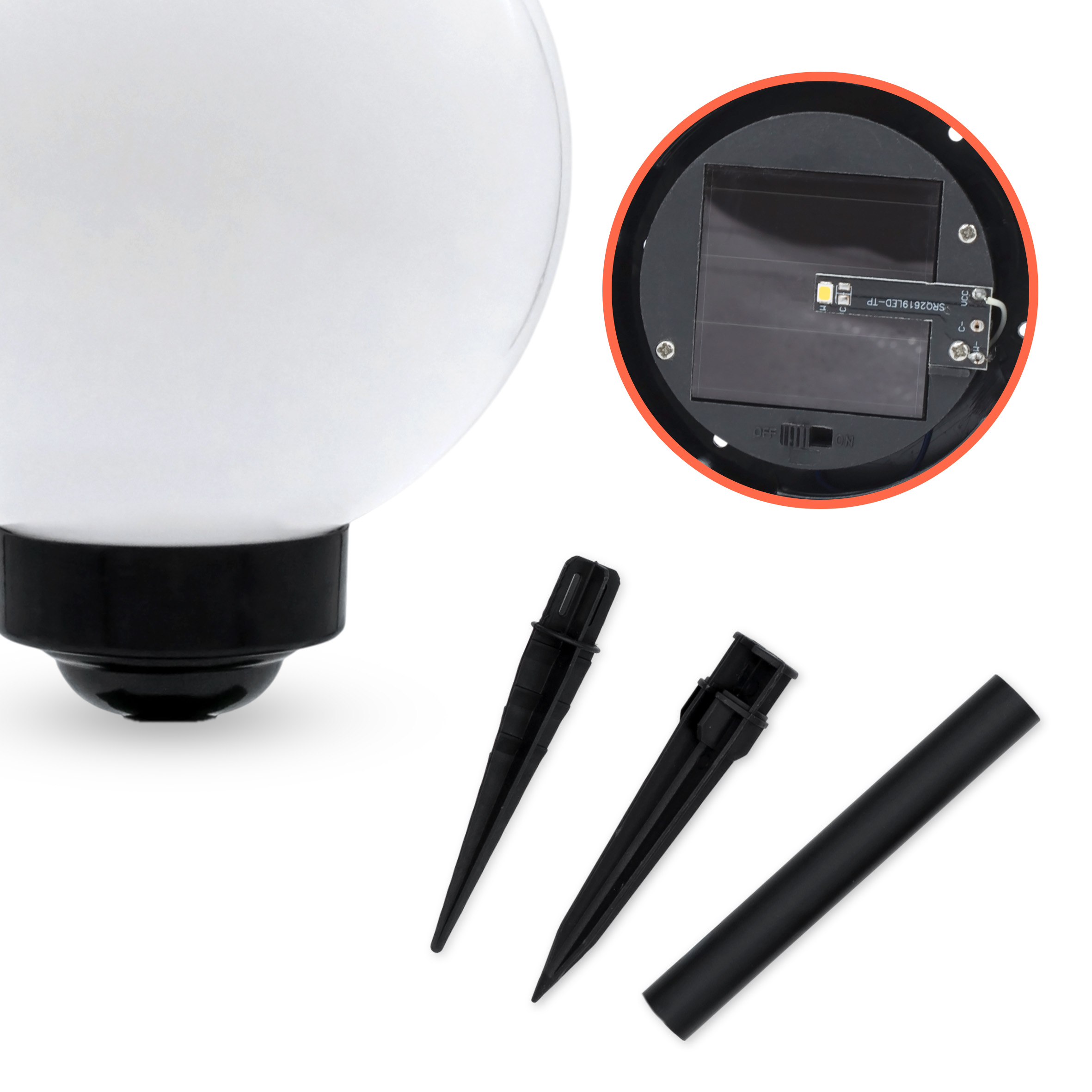 LED Solar Kugelleuchte höhenverstellbar mit Erdspieß - Ø 20 cm - Garten Solarlampe warm weiß beleuchtet mit Erdstecker