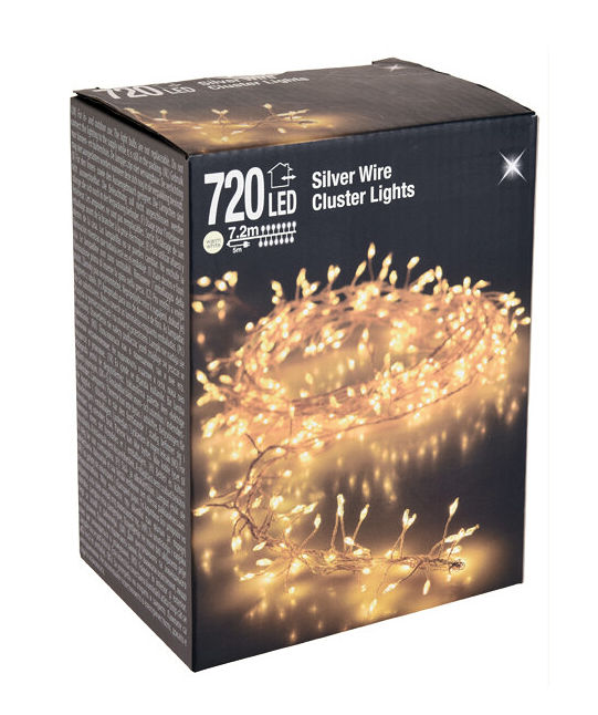 Silver Wire CLUSTER Lights - 720 LED / 7,2m
