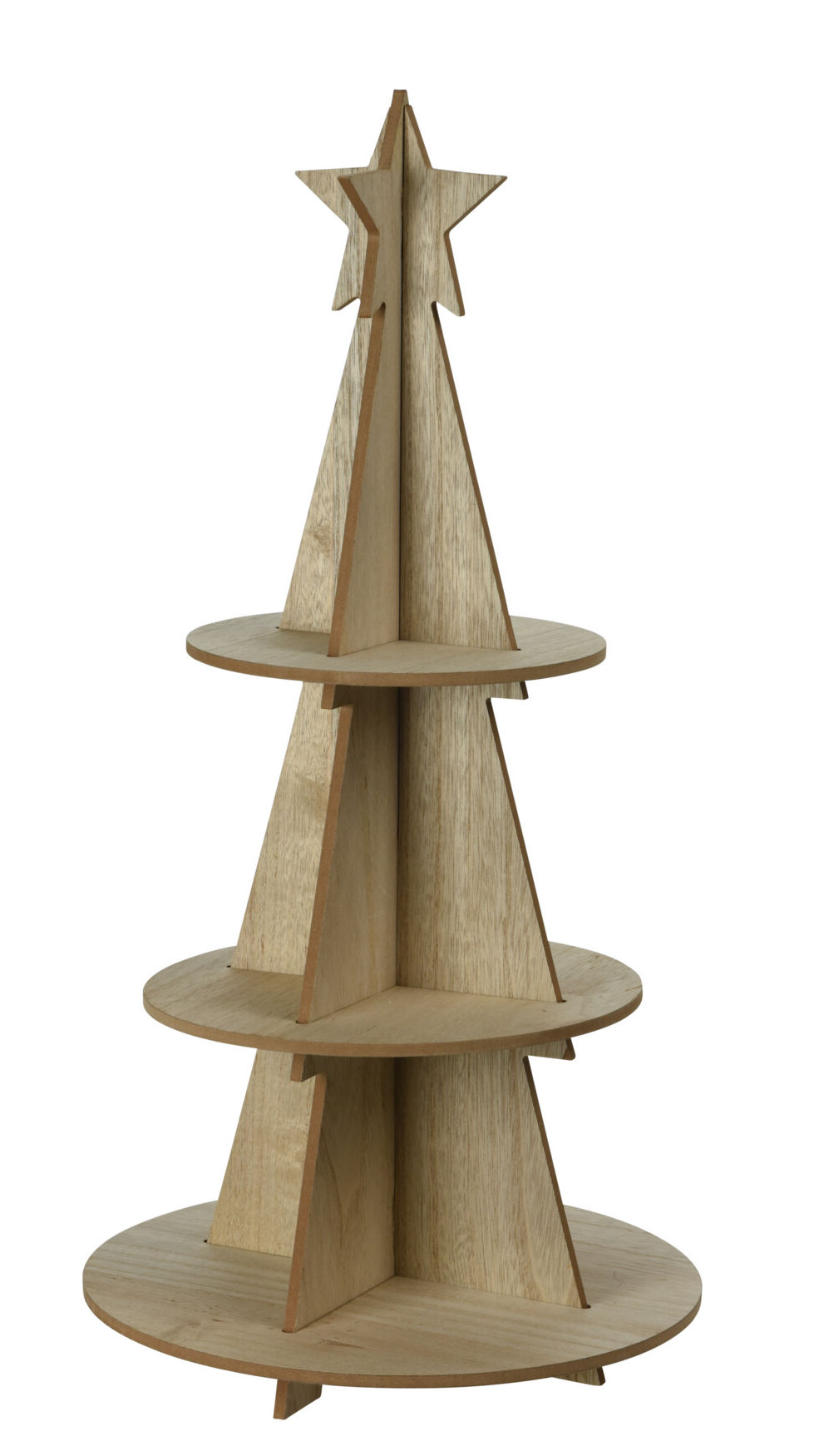 XXL Holz Weihnachtsbaum Pyramide mit 3 Etagen - 60 x 29 cm - Weihnachts Deko Etagere mit Stern Spitze