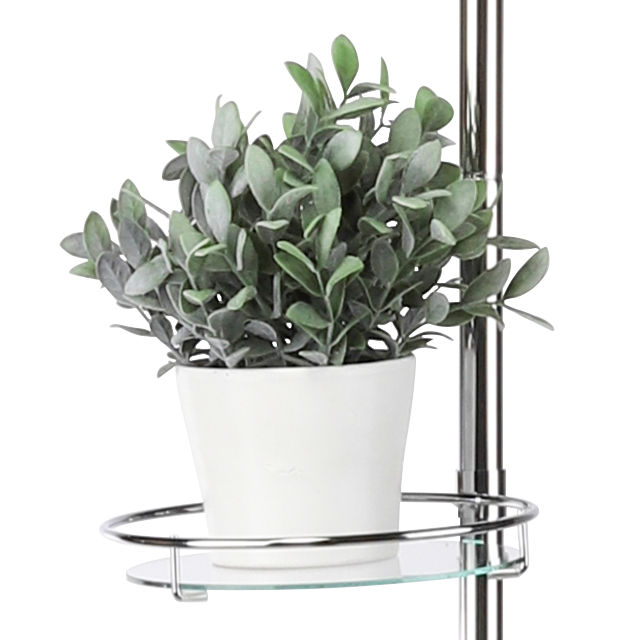 Metall Teleskop Blumenregal silber - 4 Ablagen - ausziehbares Pflanzenregal mit Glas Böden
