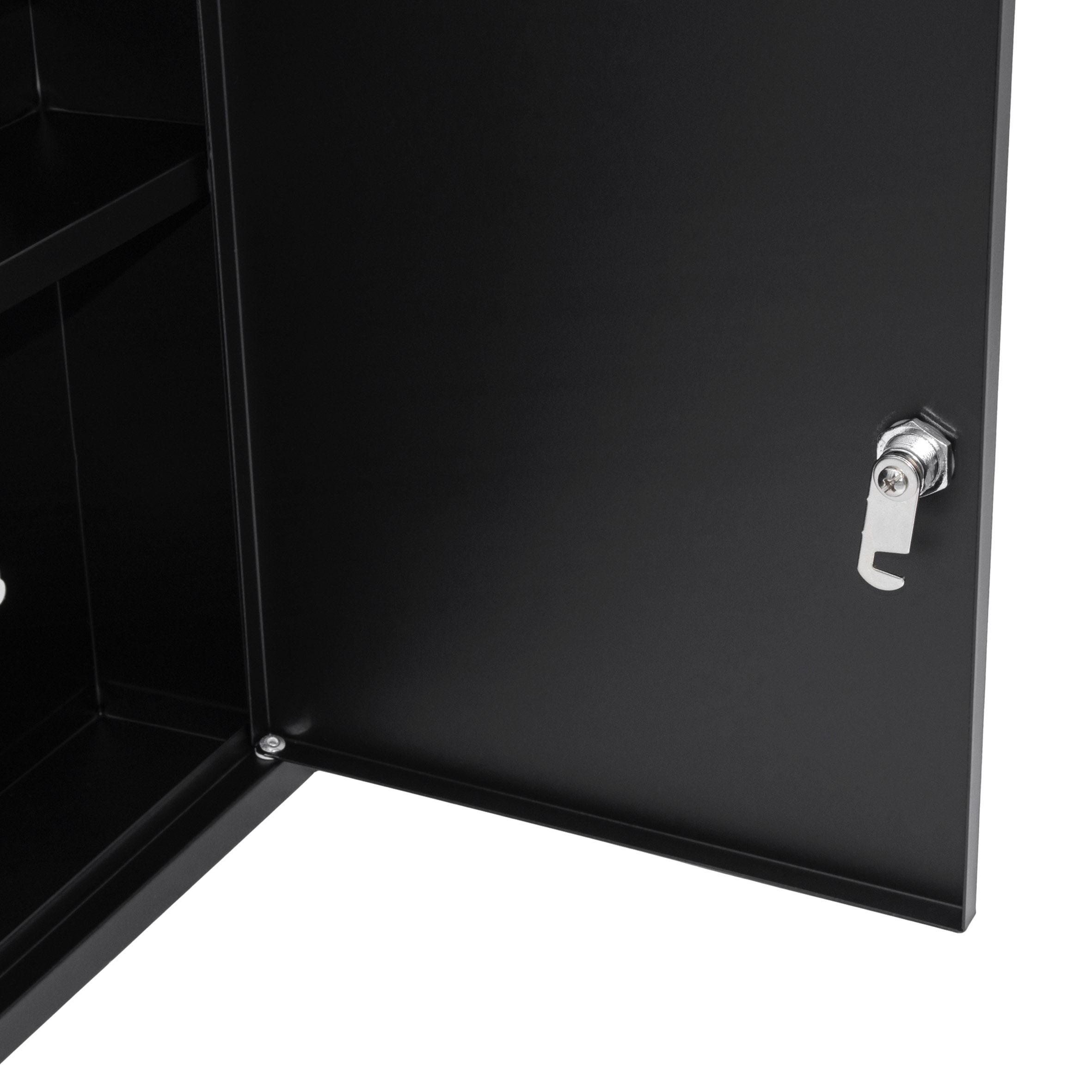 Metall Medizinschrank schwarz abschließbar 2 Fächer - 36 x 31 cm - Arzneischrank für Wandmontage inklusive 2 Schlüssel
