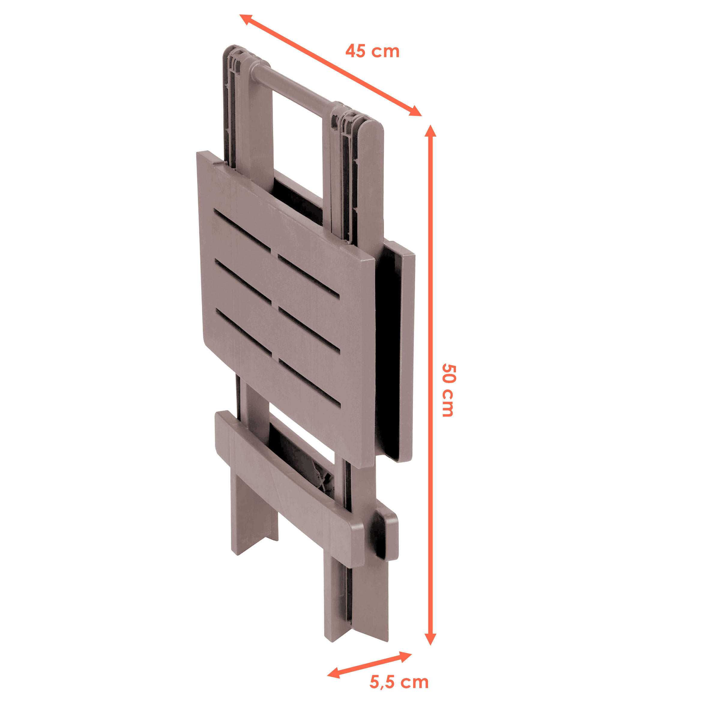 Kunststoff Klapptisch 45 x 43 cm - braun - Garten Beistelltisch klappbar