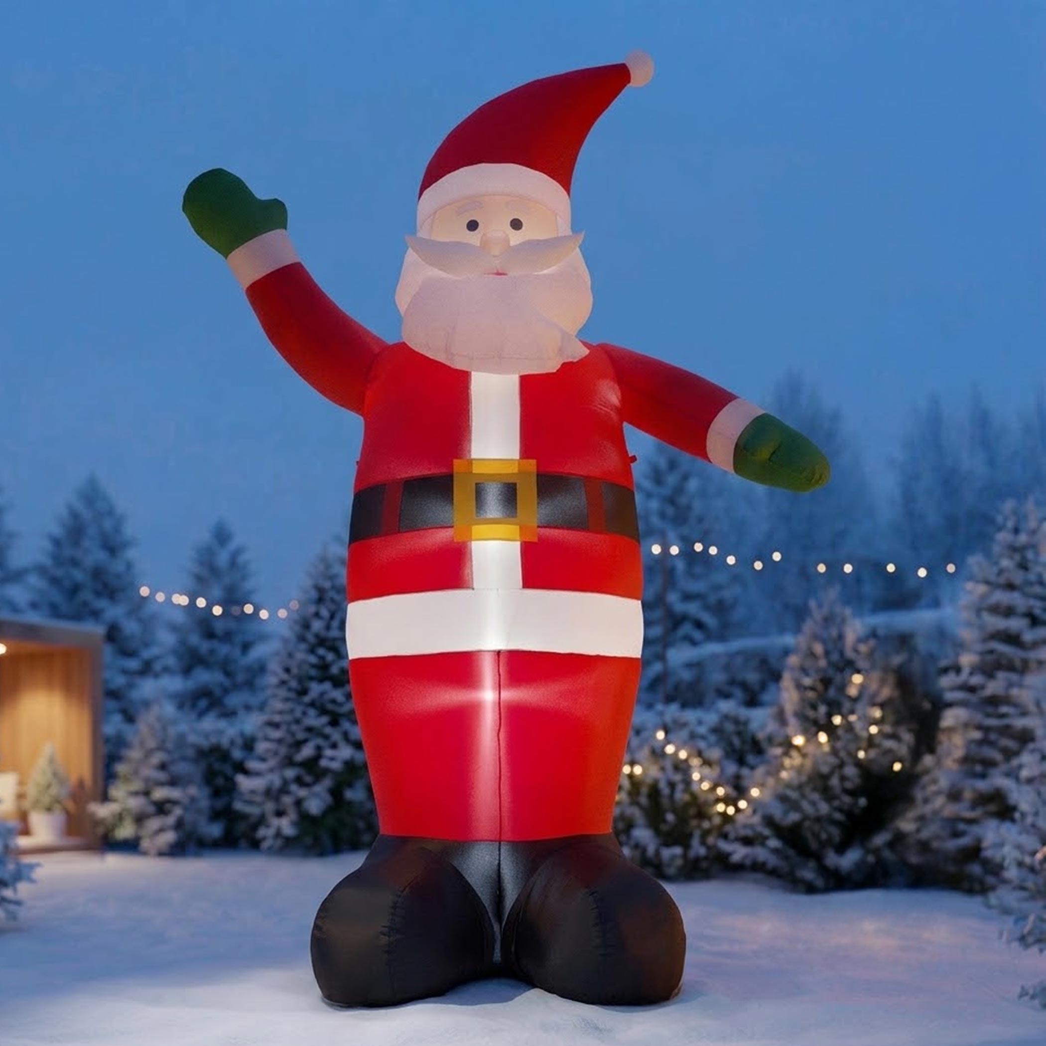 Aufblasbarer Weihnachtsfigur mit LED Beleuchtung selbstaufblasend mit bunten LEDs für Außen und Innen