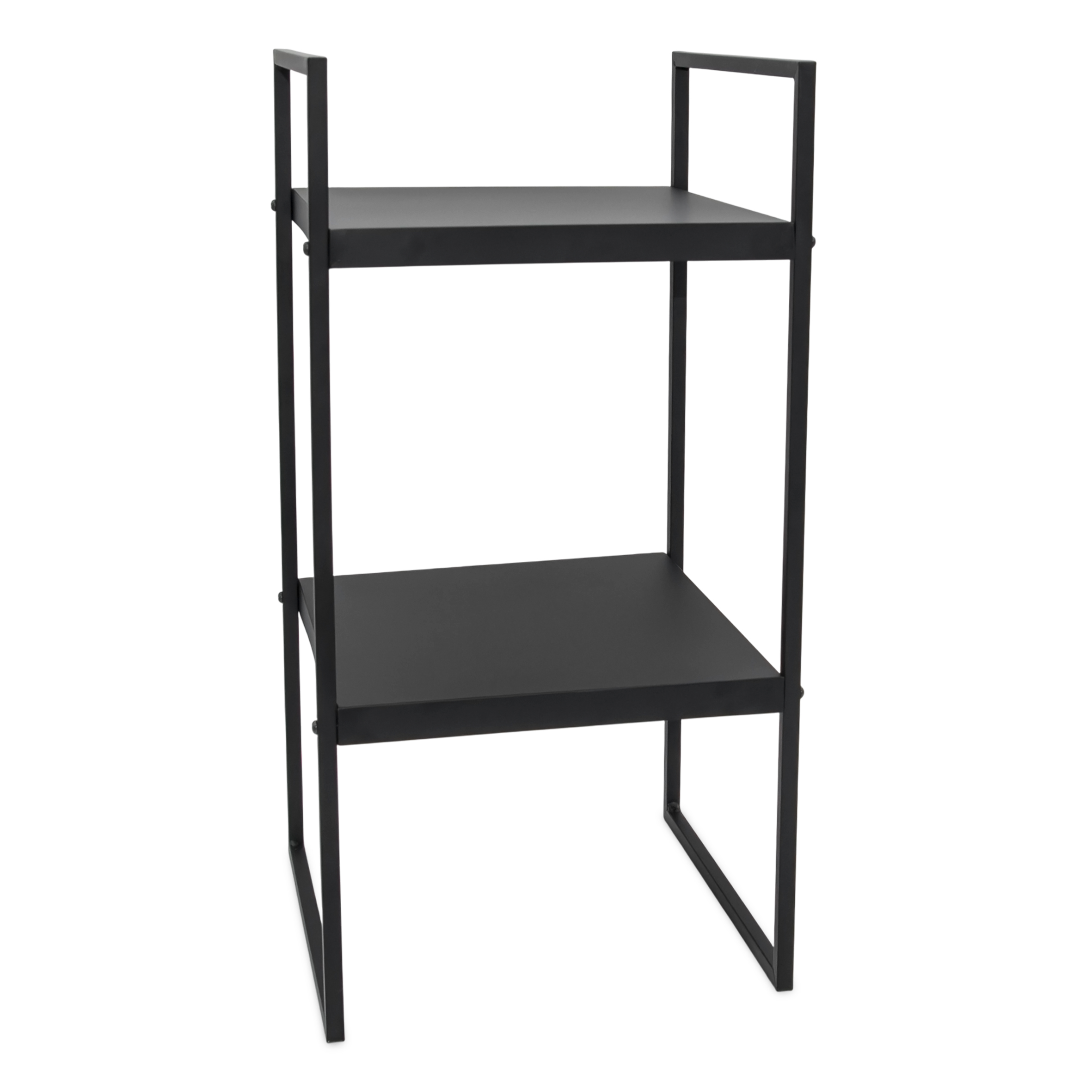Metall Standregal schwarz offen mit 2 Fächern - 54 x 27 cm - Bücherregal klein mit 2 Ablagen