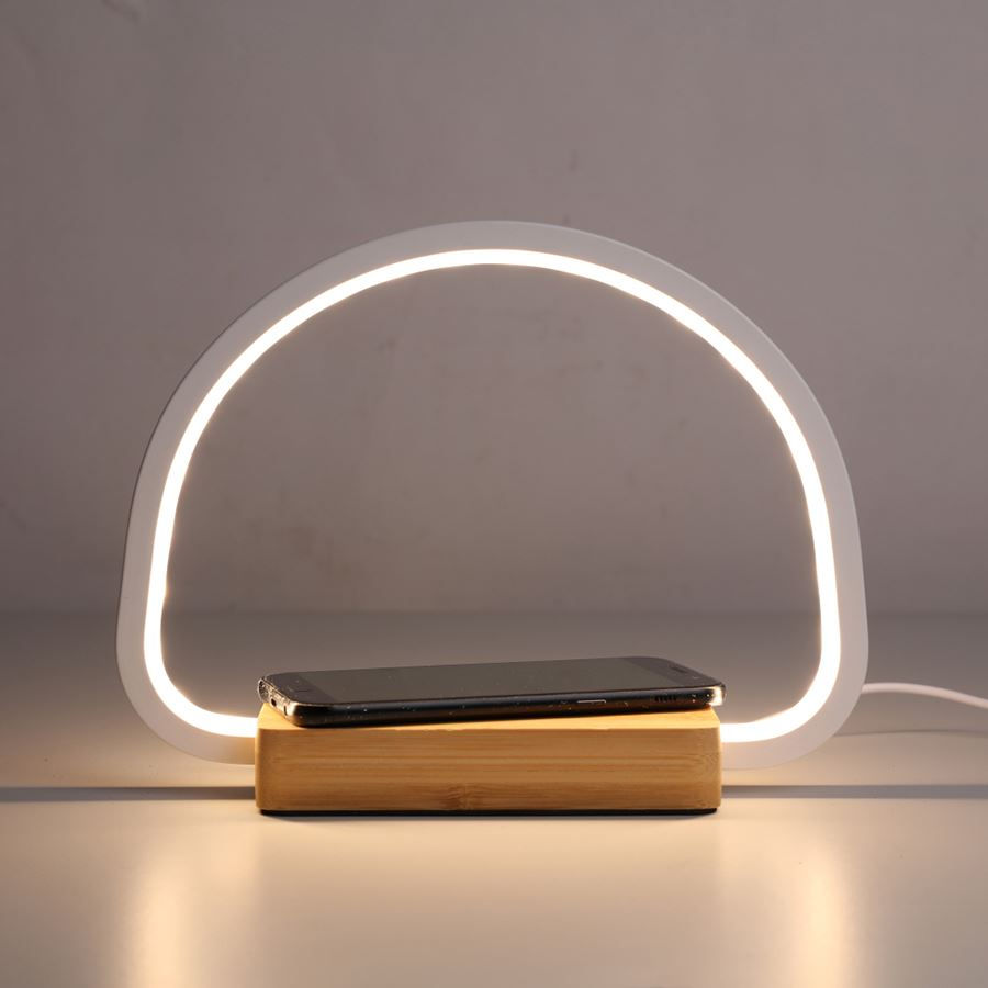 LED Touchlampe mit induktiver Ladefunktion - 24 x 18 cm - Tischlampe mit Dimmfunktion und drei Leuchtfarben 
